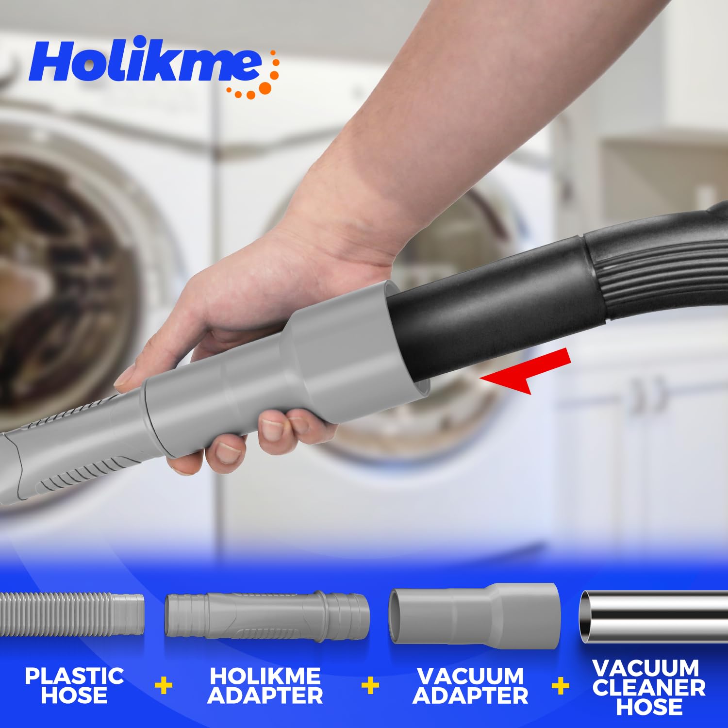 Holikme Dryer Vent Cleaner Kit – Gray Lint Vacuum Attachment view 4