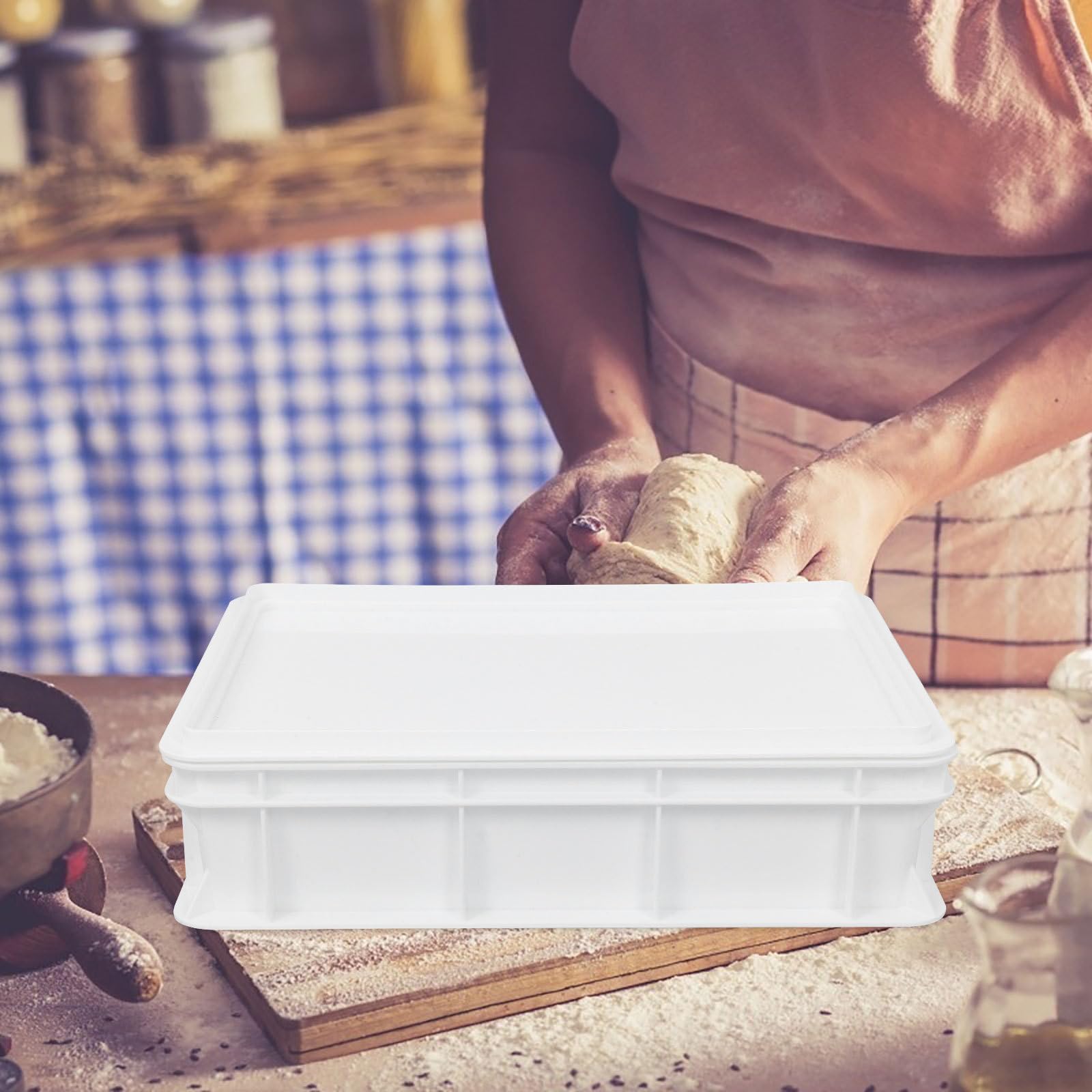 Contenitore per Impasto Pizza in Plastica, Impilabile con Coperchio