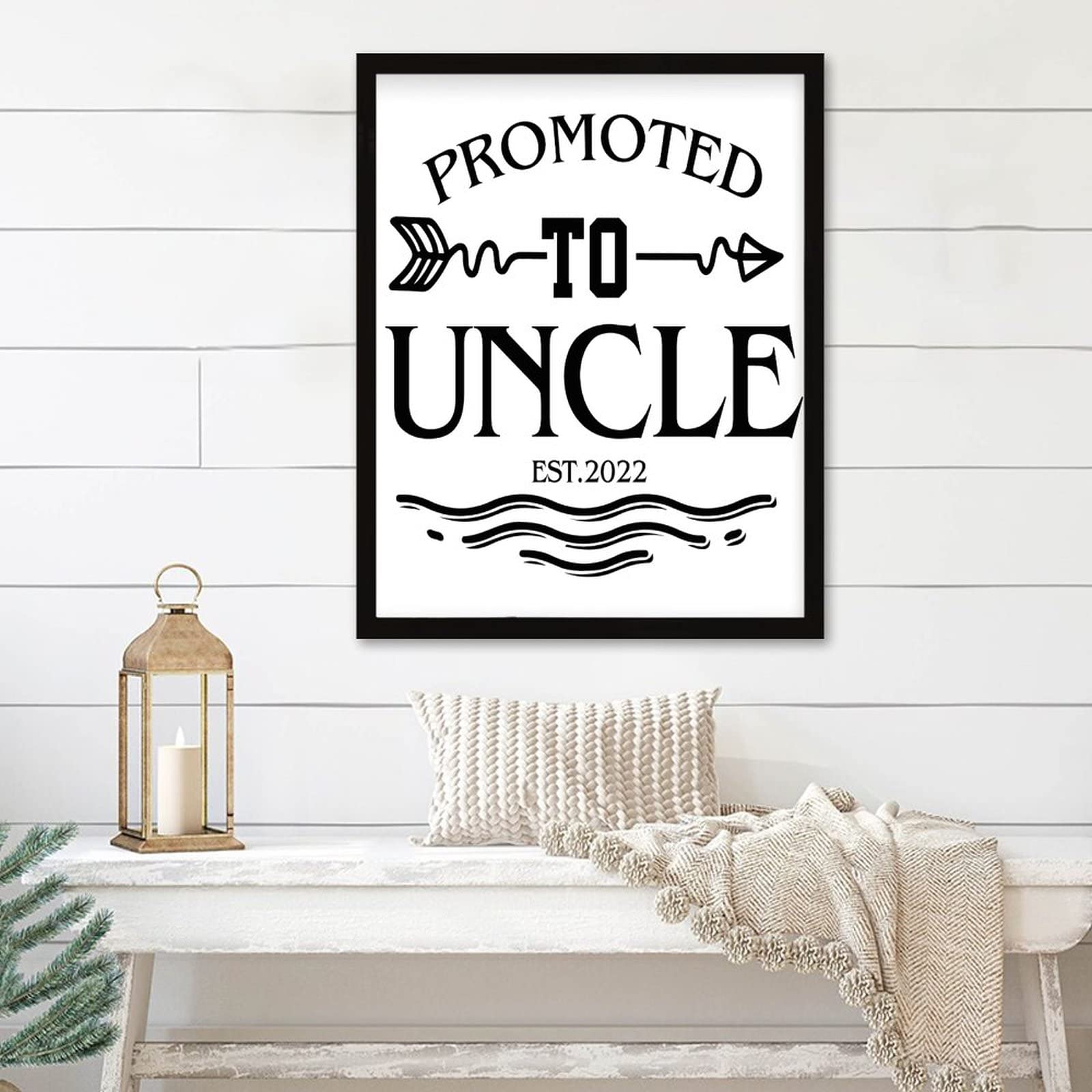 Cadeau futur oncle panneau bois Promoted to Uncle encadré