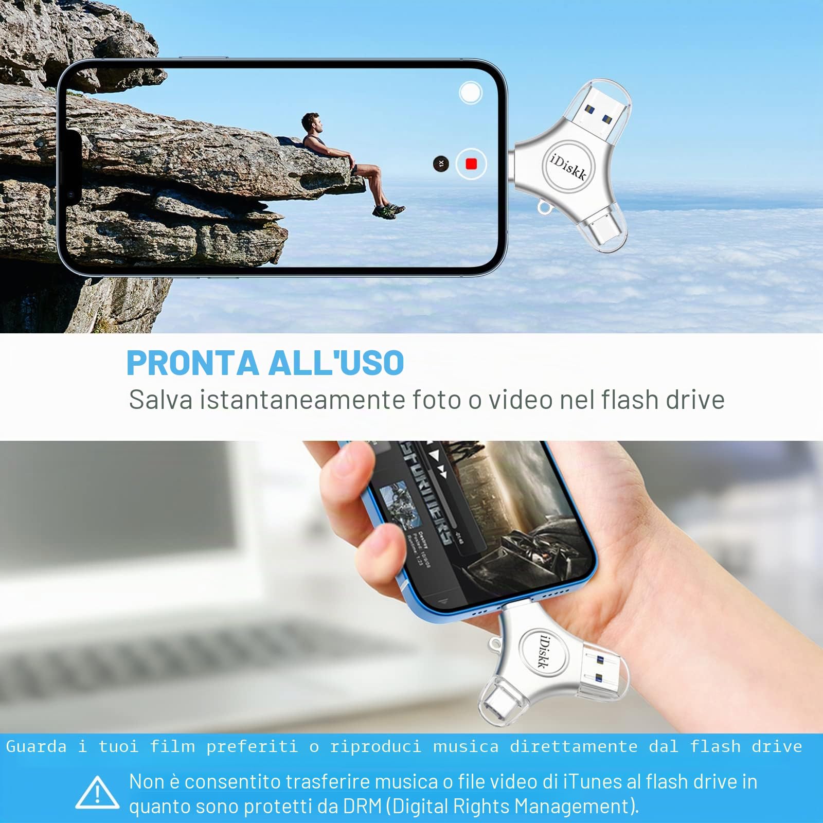 iDiskk MFi certificato 512GB iPhone/iPad/iPhone Photo stick, fulmine USB stick per Mac PC e tutti gli iPhones