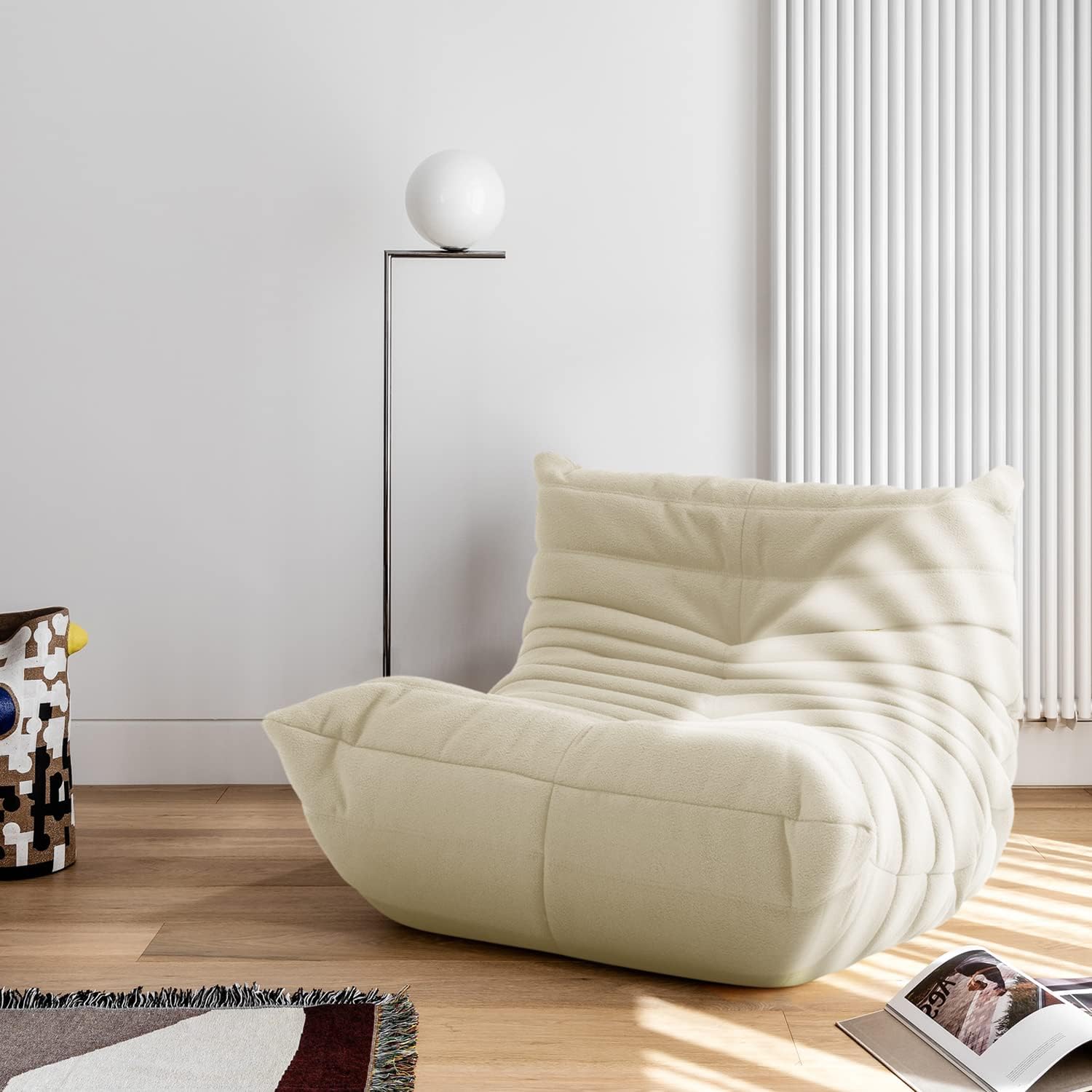 Uncompressed Bean Bag Chair for Adults, Memory Foam Floor Sofa