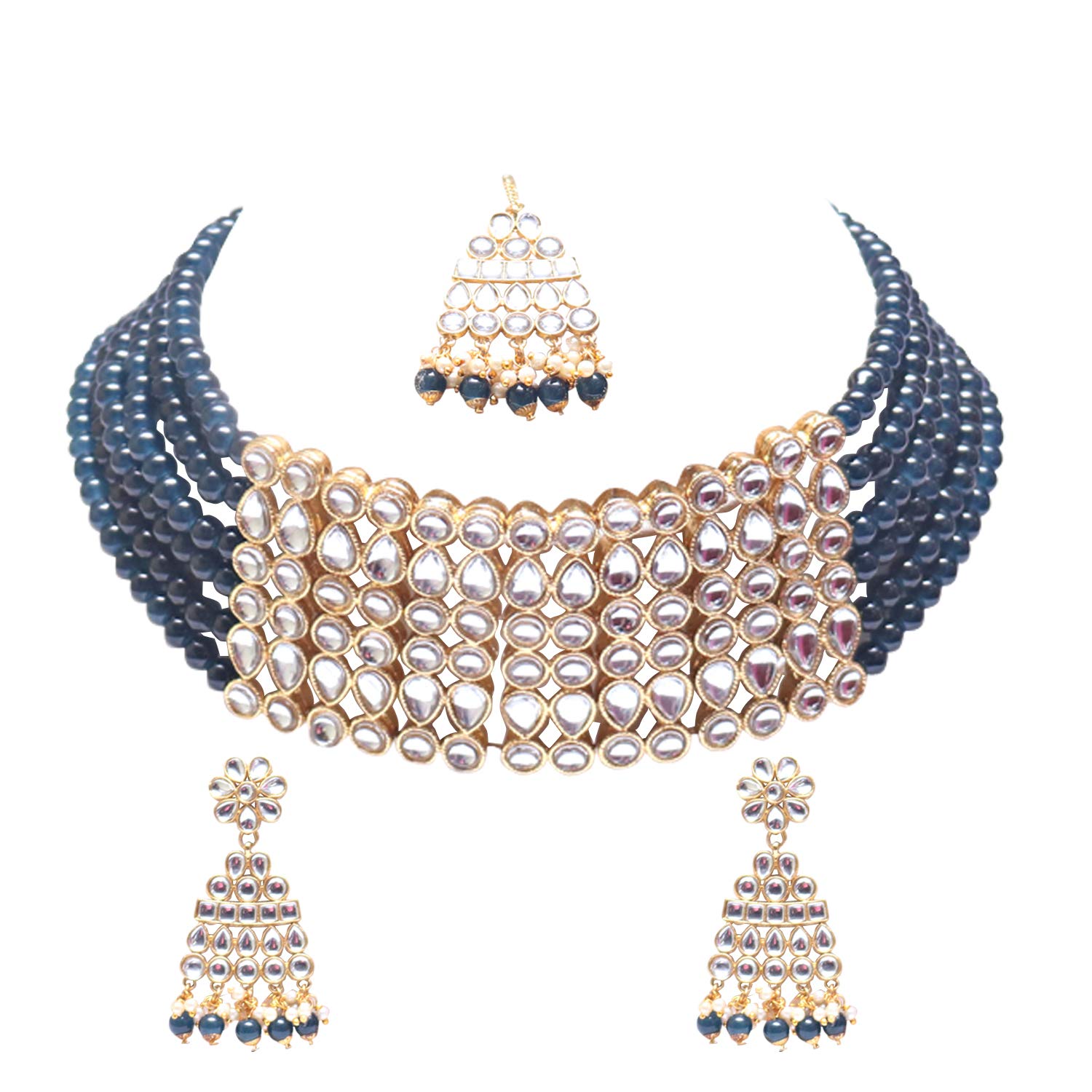 Swarajshop Gold Plated Pearls Kundan Choker Necklace Set For Women (B08PC2J9V8) Amazon Price History, Amazon Price Tracker