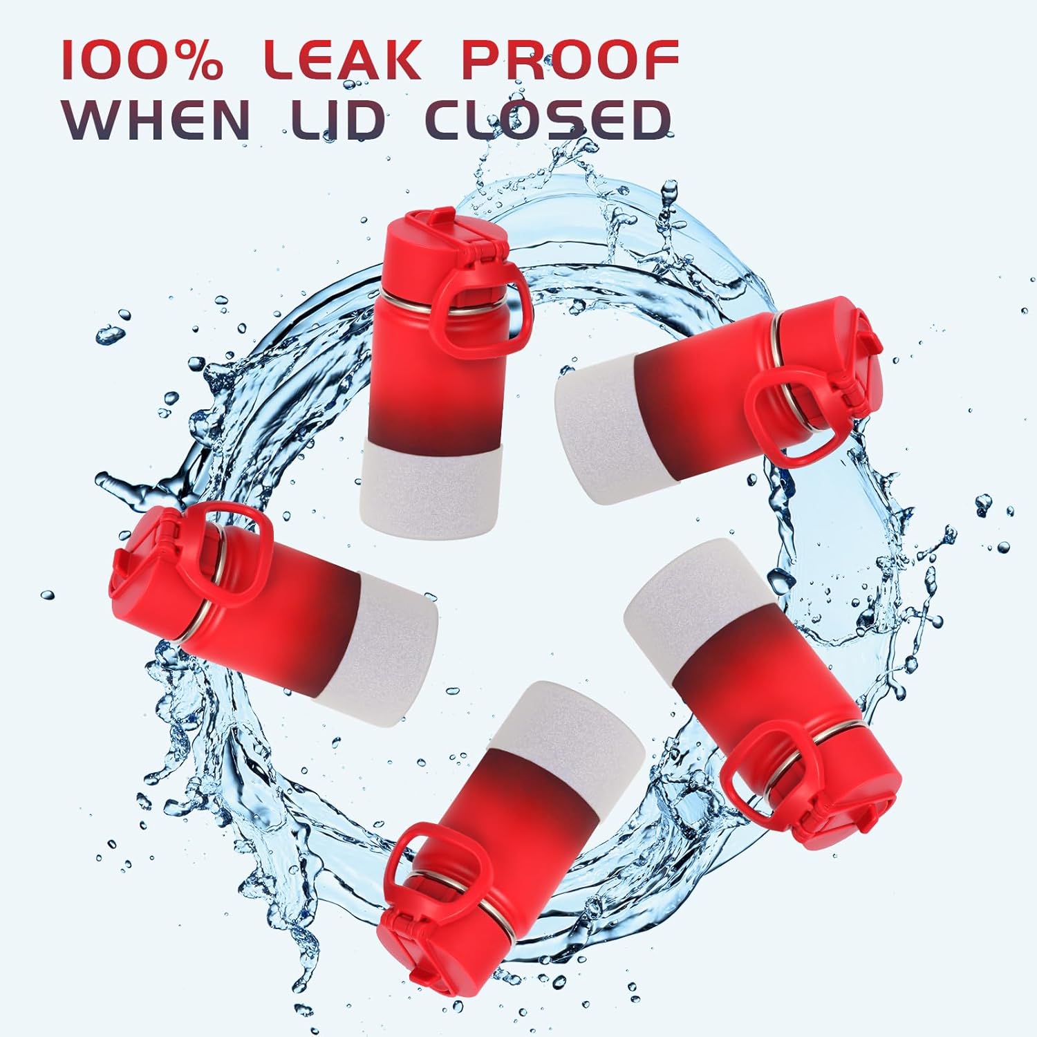 Volhoply 14oz KIds Stainless Steel Insulated Leakproof Water Bottle with Straw Lid and Silicone Boot,BPA-Free Easy Use for Boys&Girls,Double Wall Vacuum Bottles(Red Purple,1) - Image 5