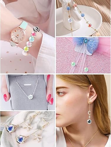 Miniatura 6 de LiQunSweet 50 cuentas redondas de acrílico transparente, bonitas cuentas de burbujas en cuentas pintadas de glaciar, cuentas espaciadoras sueltas