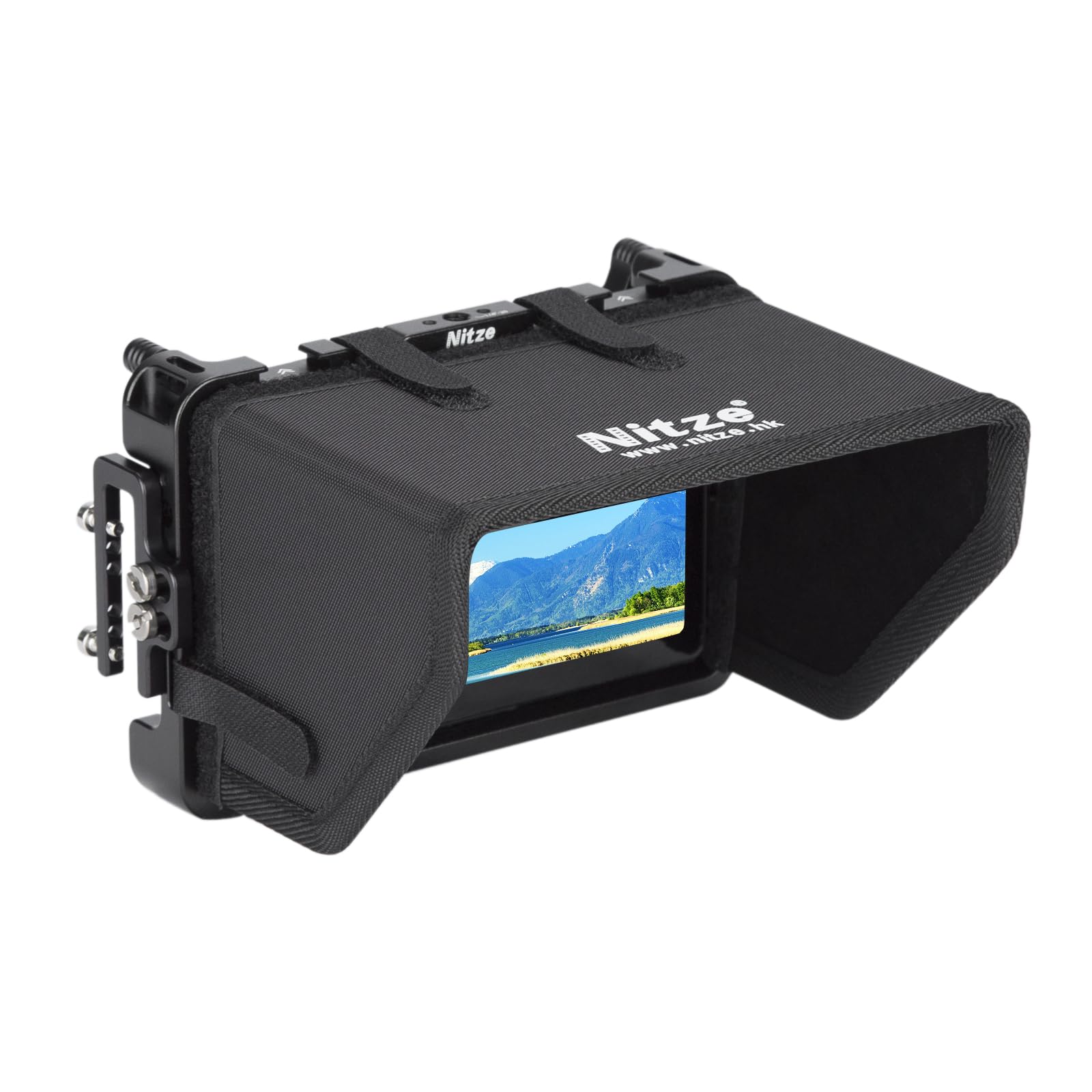 Nitze Cage pour Moniteur PortKeys LH5P / LH5P II 5,5" avec Pare-Soleil et Serre-câble HDMI - JT-I01B