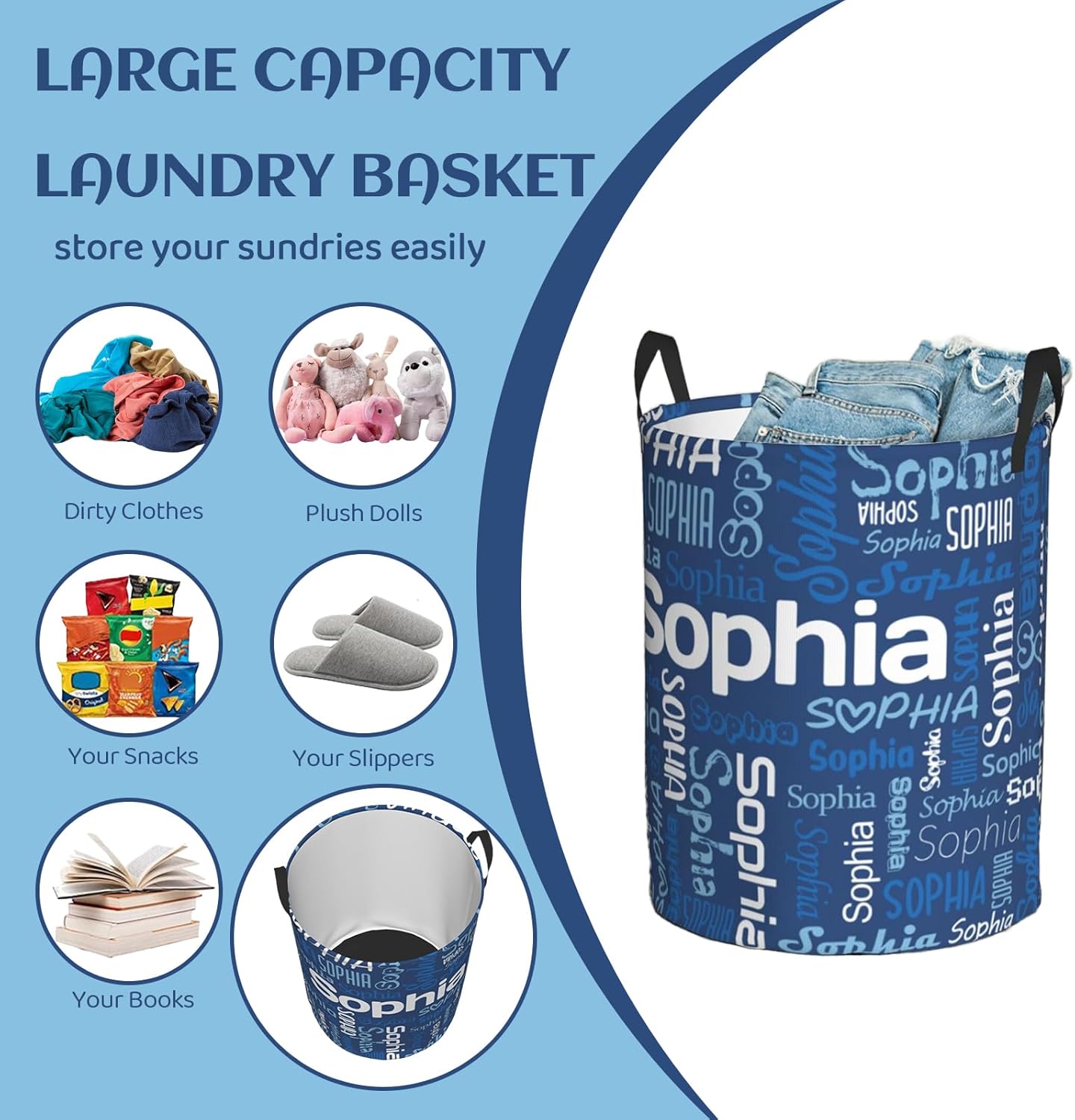 Personalized Laundry Hamper with name, Customized Name Laundry Basket, Custom Laundry Hamper with Name, Customization Name laundry Basket with Handles Gifts for Men Women