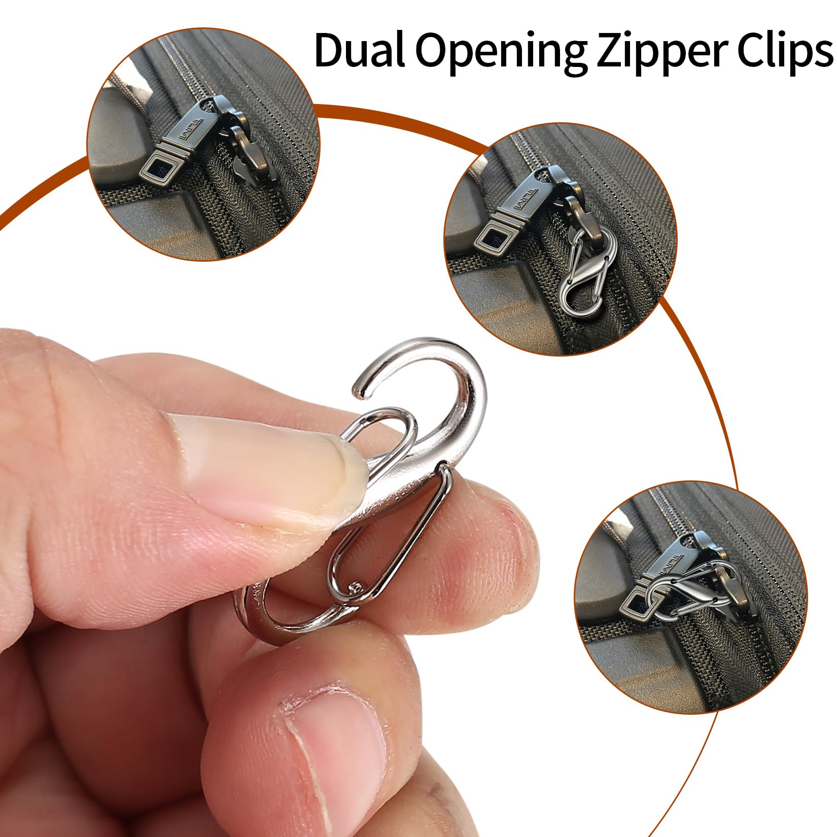 Clips De Cremallera Antirrobo, 20 Cierres De Cremallera Para Mochilas, Mosquetón En S De Doble Resorte, Clip De Cremallera, Disuasorio De Robo Para Equipaje, Maleta, Camping (negro