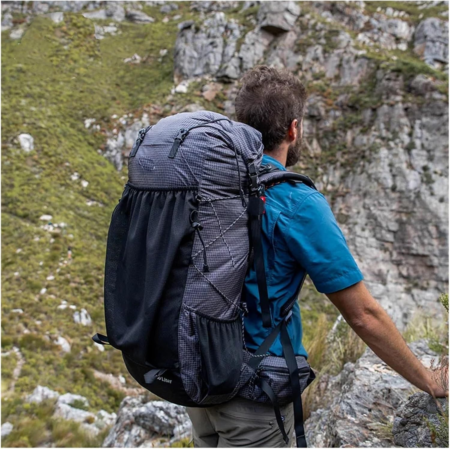 Backpack With Frame Waterproof Travel Bag Large Capacity Camping Outdoor Hiking With Rain Cover(60L Black)