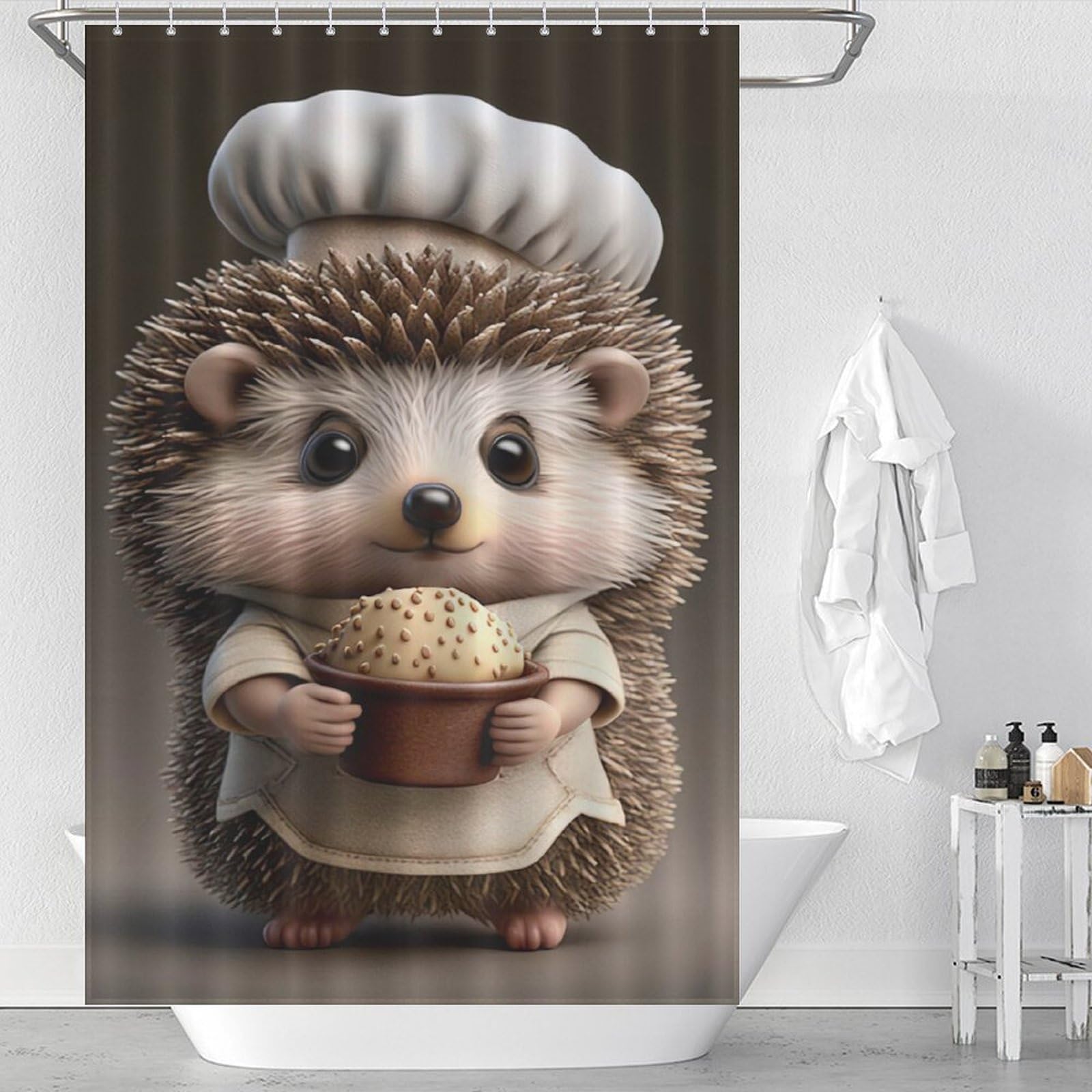 Rideau de douche hérisson 122x183 cm imperméable pour baignoire