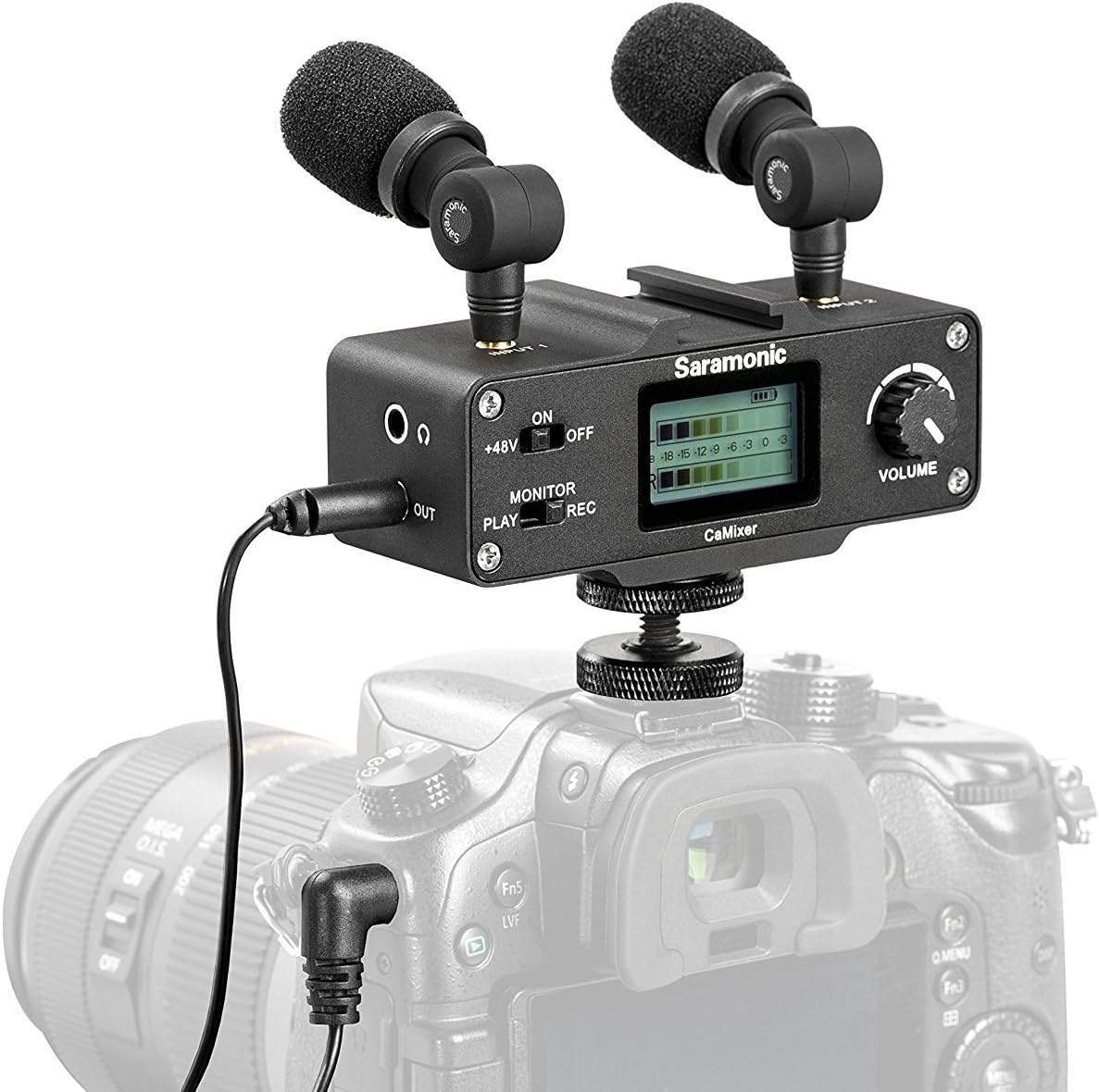 Saramonic CaMixer Microphone Kit with Dual Stereo Condenser Mics, Digital Mixer & XLR/Mini-XLR Input with +48V Phantom Power Preamp - for DSLR Cameras and Camcorders