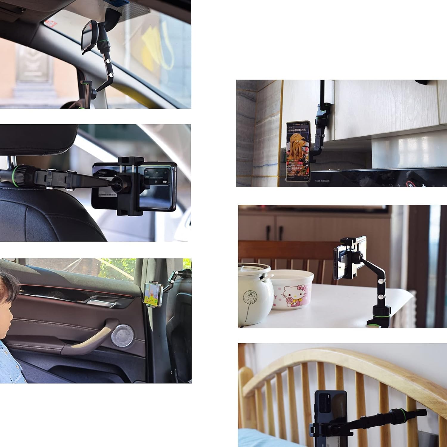 Multifunctional Rearview Mirror Phone Holder,New 360° Rearview Mirror Phone Mount,Stable Universal 360 Degrees Rotating Car Phone Holder for Car Home Kitchen (Grey) - Image 5