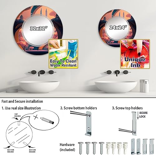 Miniatura 9 de DesignQ Architectural Designs for The Future I- Vanity Mirror, Bathroom Mirrors, Wall Mirrors for Living Room, Bedroom - Oval Mirror - Large