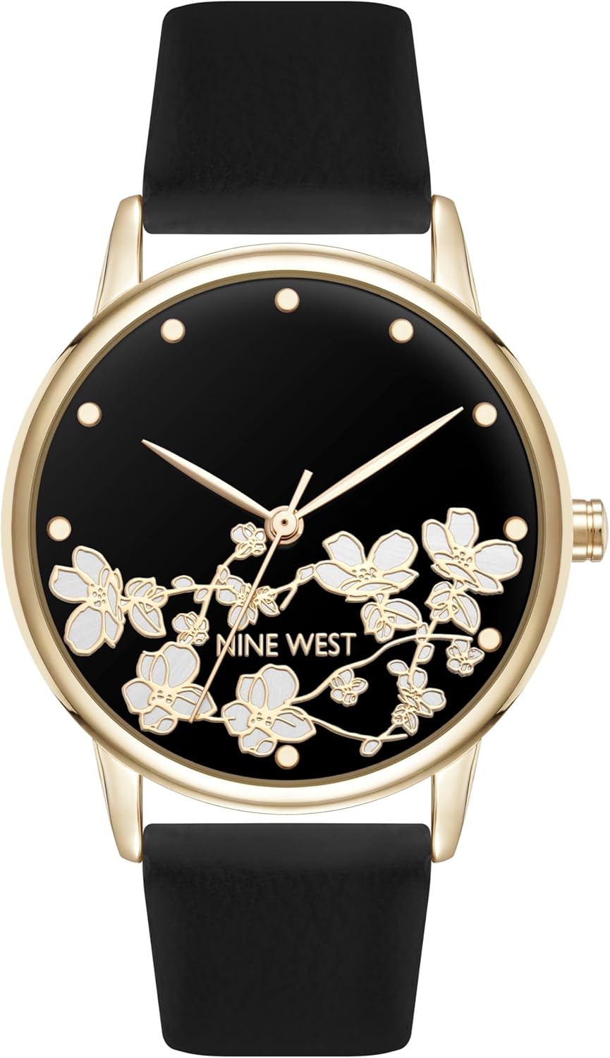 Nine West Women’s Floral Dial Strap Watch, NW/3146