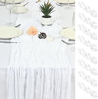 8 Pack White Cheesecloth Table Runner 17x108 inch Boho Gauze Cheese Cloth Table Runners for Wedding Party Baby Bridal Shower Home Decor
