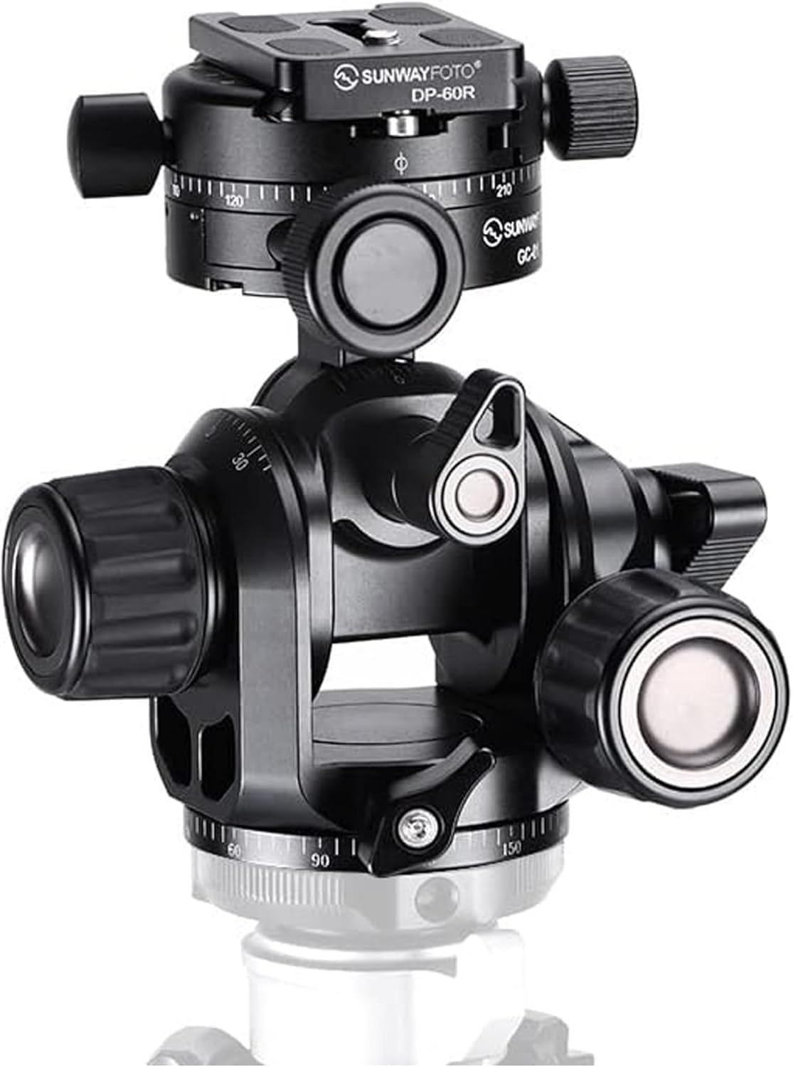 SUNWAYFOTO GH-PRO+ Geared Tripod Head with 360° Geared Panning QR Clamp Compatible with Arca