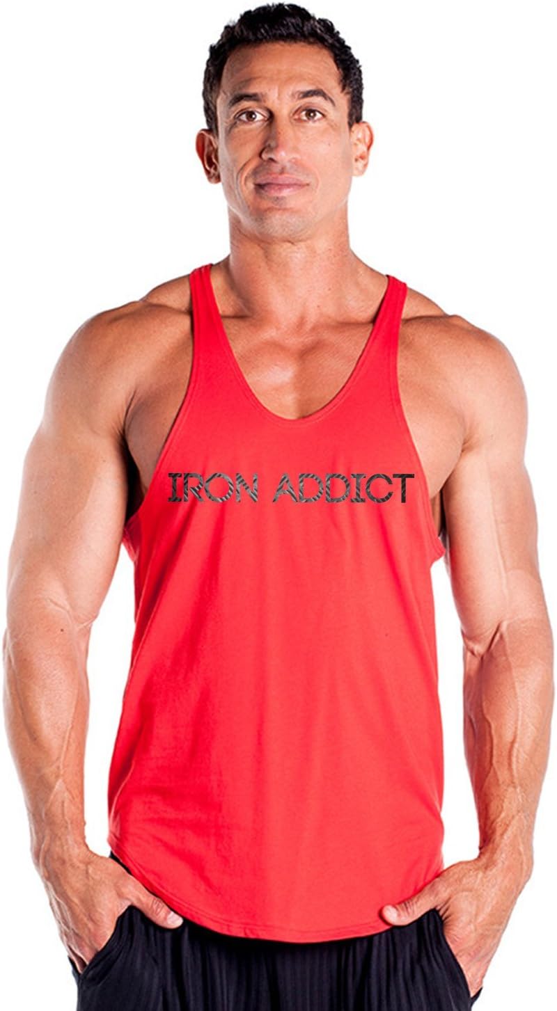 Men's Iron Addict Body Building, Weight Lifting Y Back Stringer Tank Top - American Made