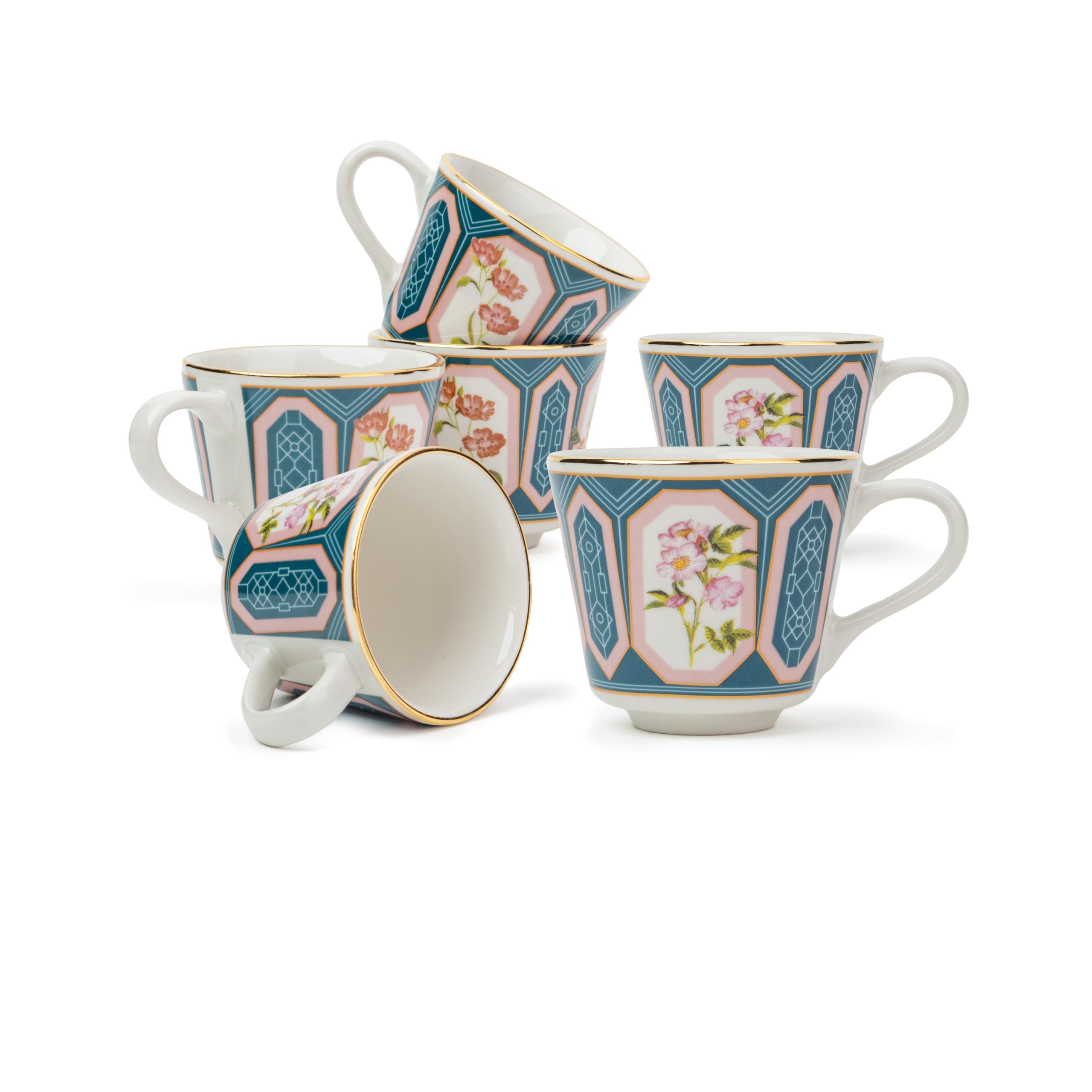 Shay Ceramic Tea Cups Set of 6, Parterre,180ml | Tea Cup Set of 6 | Glossy Finish | Premium Porcelain | Tea Set | Ceramic Tea Cup | Small Cups for Tea (The Step Tea Cups - Parterre) Multicolour (B0DGY3DT9Q) Amazon Price History, Amazon Price Tracker