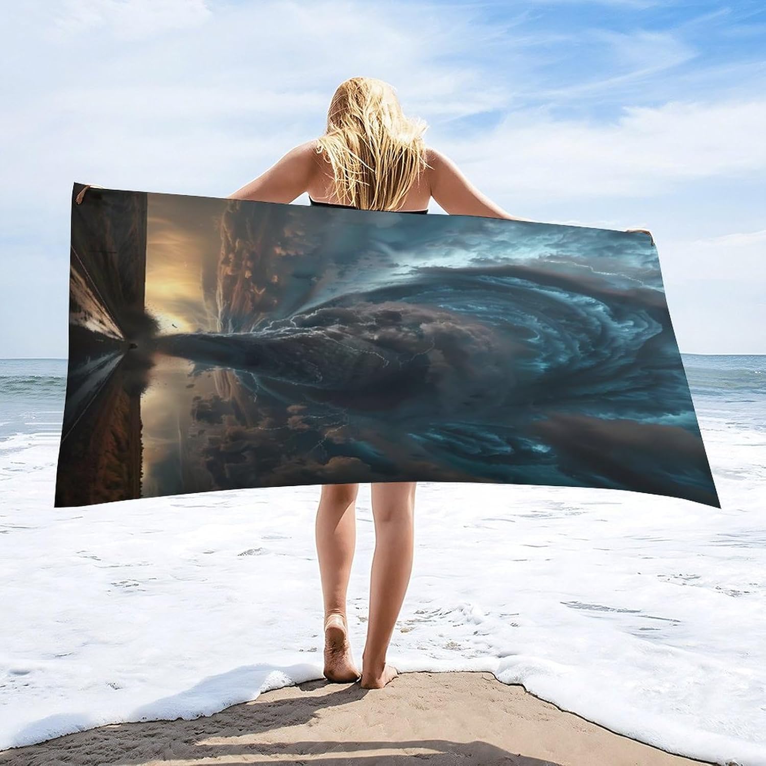 Tornado Natural Disaster Bath Towel Beach Towels Quick Dry Oversized Bath Blanket Highly Absorbent Towel for Women Men 160x80cm