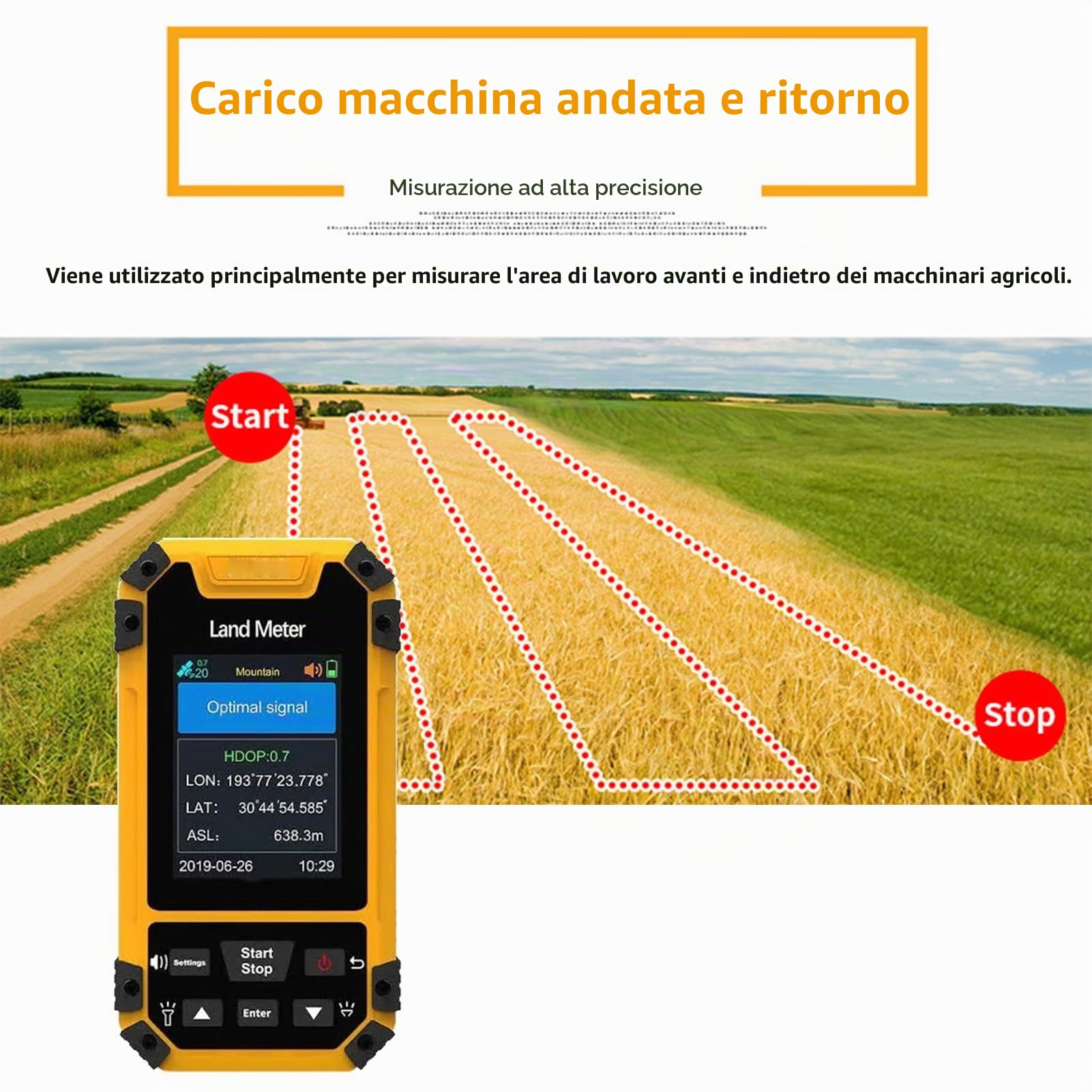 Strumento Rilevamento Terreno GPS 2.4" con Display a Colori per Topografia e Misurazioni Professionali