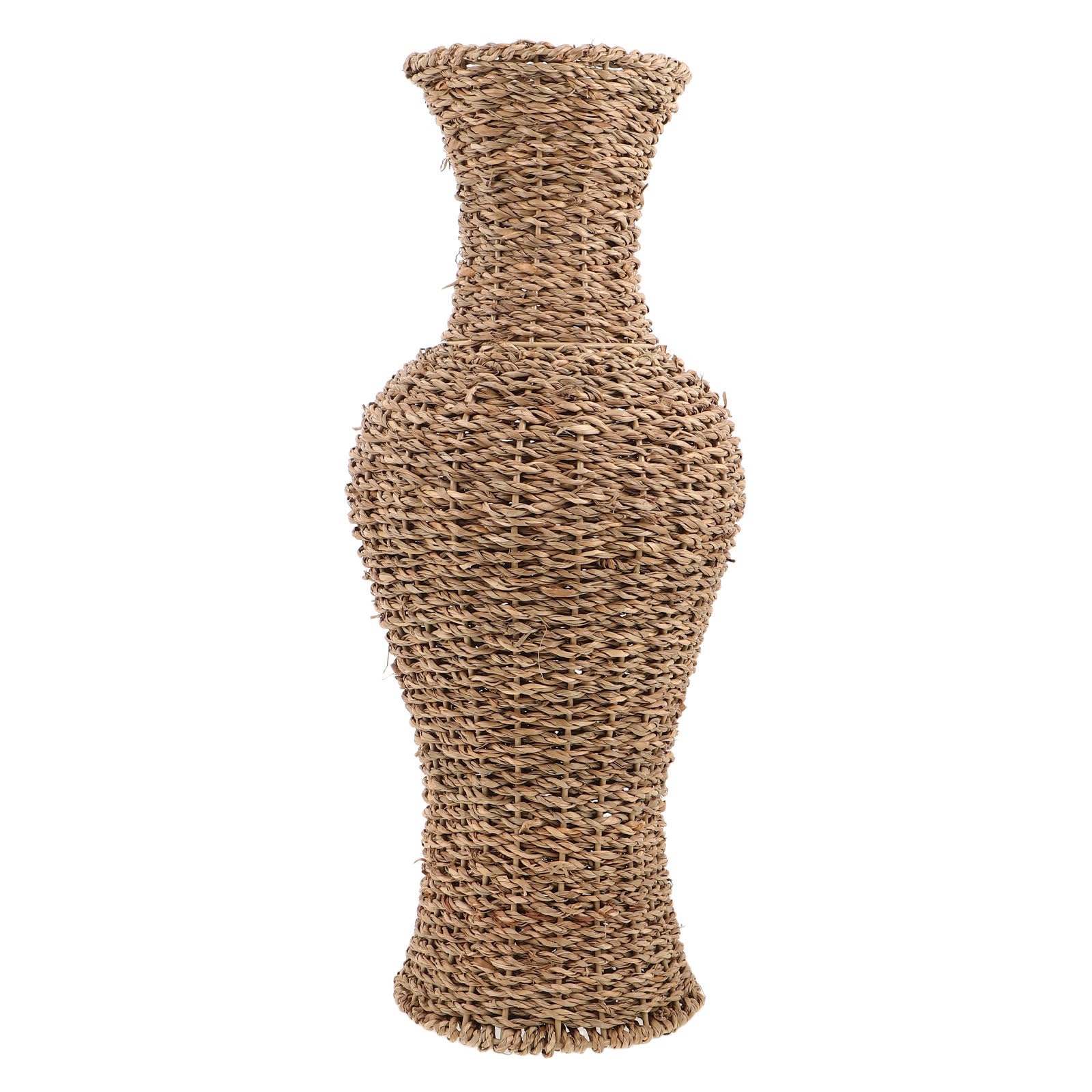 Jarrón Vintage de ratán Tejido: jarrones Altos rústicos de Estilo Granja - urnas Decorativas de Mimbre para el Suelo - arreglos Artificiales Minimalistas para la Sala de Estar