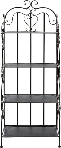 Vista 13 de SAFAVIEH Outdoor Collection Tyrique - Estantería de hierro forjado de 4 niveles, estilo victoriano, color marrón rústico