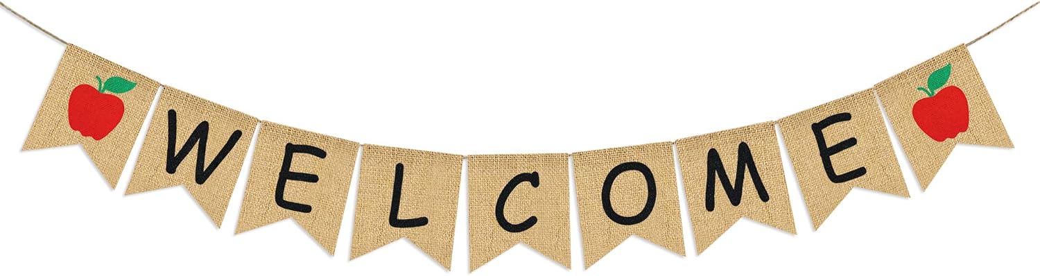 Welcome Banner Burlap - First Day of School Banner - Teacher Banner - Classroom Decor- Back to School Decorations - Office Decor - Welcome Banner for Party