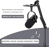 Vista 2 de YOUSHARES - Soporte antiimpacto MV7 reduce el ruido de vibraciones, a juego con soporte de brazo de micrófono. Compatible con micrófono Shure MV7