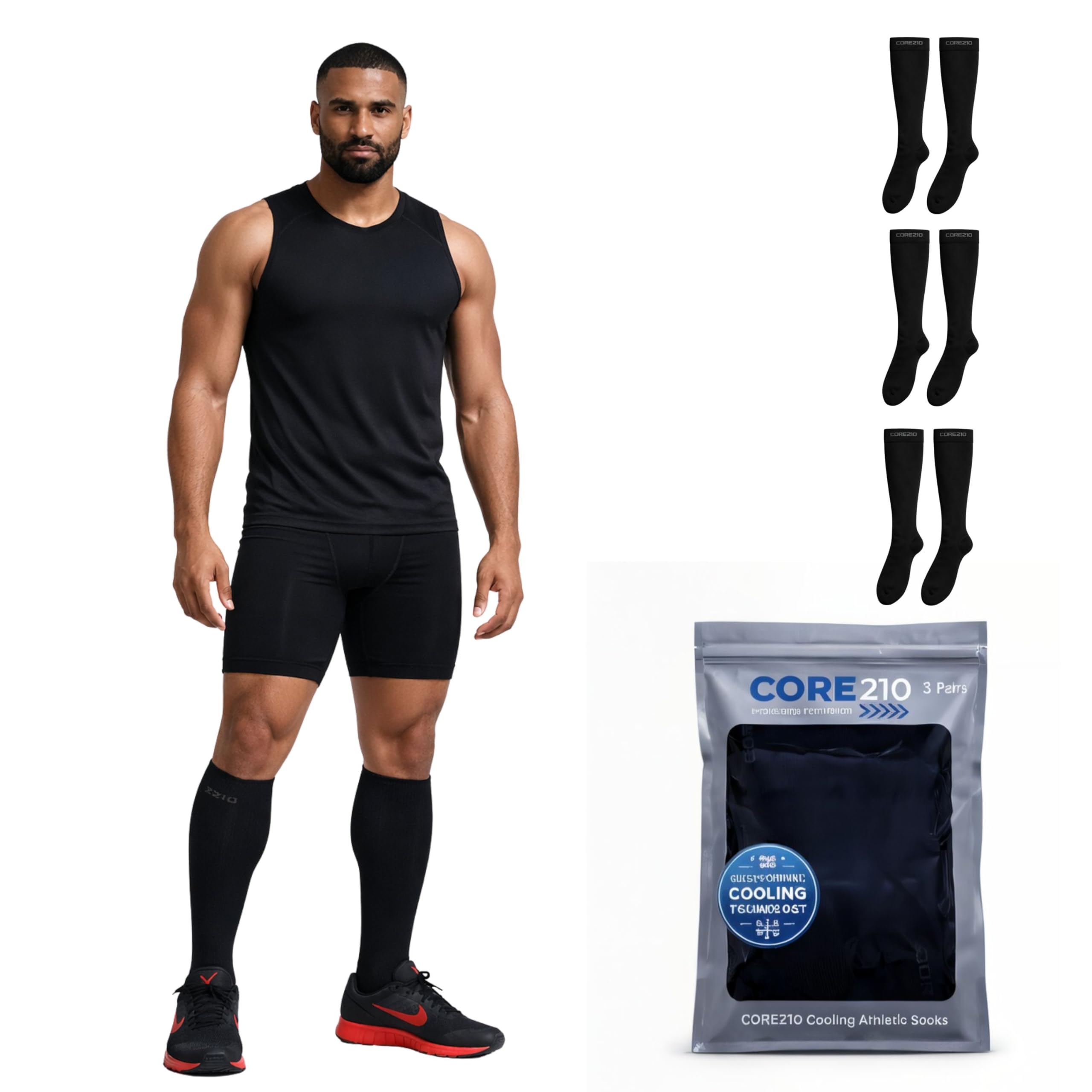CopperJoint Health & Fitness CopperJoint Cooling Athletic Socks 3 Pairs - Moisture Wicking Performance Crew Compression Socks for Men & Women, for Active & Work Use Gym Work Wear Running Necessities, Large-XLarge