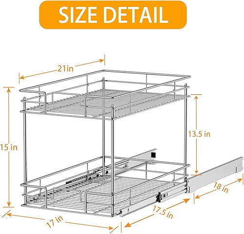 Miniatura 6 de ROOMTEC Nueva versión de organizador de gabinete extraíble para gabinete base (17 pulgadas de ancho x 21 pulgadas de profundidad), organizador de