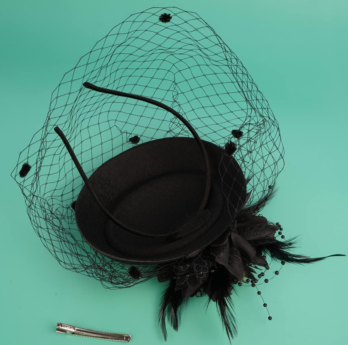 Cizoe Pillbox Hats 20s 50s Vintage Fascinators for Women Tea Party Hats with Feather Mesh Veil Headband - Image 7