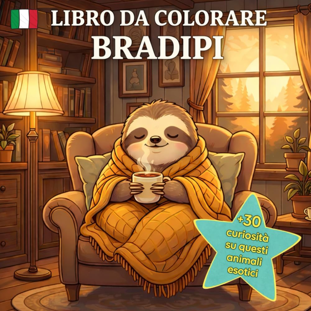 Bradipi – Libro da Colorare per Bambini | Attività Rilassante ed Educativa Senza Schermi | +30 Curiosità Divertenti | Stile Kawaii: Linee ... per stimolare concentrazione e fantasia