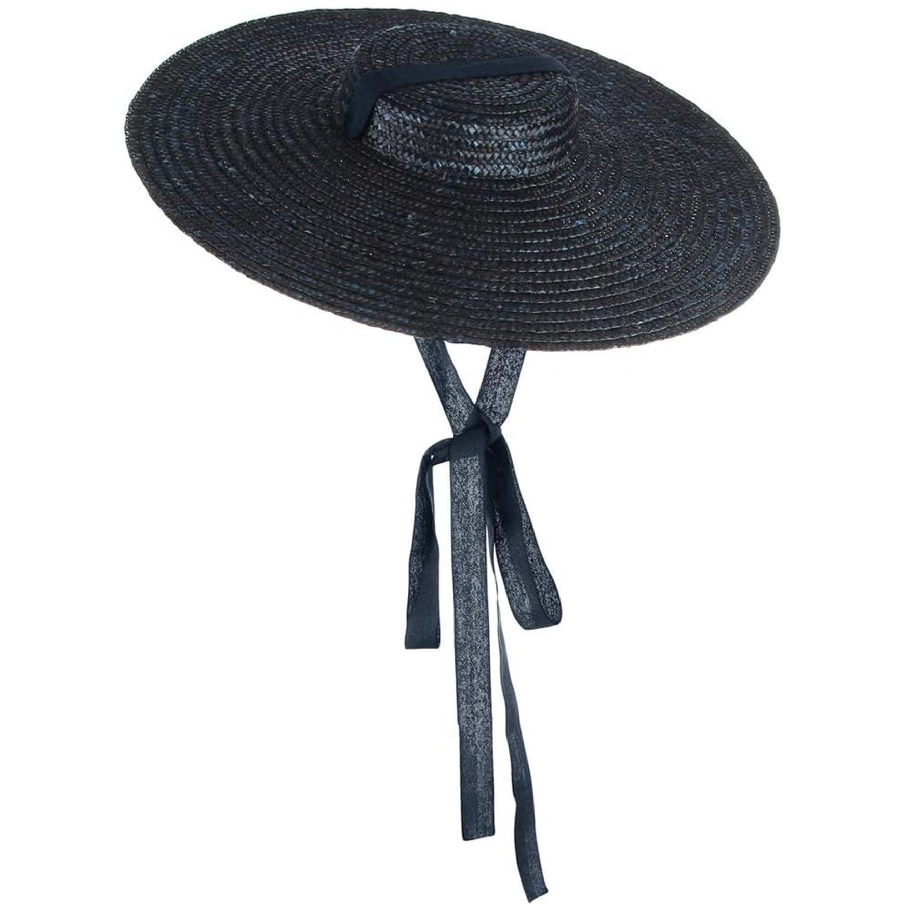 Cappello di Paglia Piatto a Tesa Larga 14x14x6 Pollici per Donna | Tessuto di paglia traspirante, ideale per gite in spiaggia, adatto alla maggior parte delle donne adulte