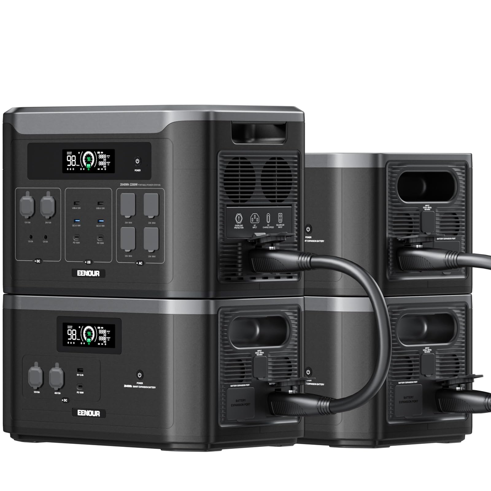 EENOUR ポータブル電源 2048Wh/640000mAh ソーラー120W ポータブル電源 – EENOUR
