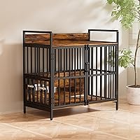 Vista 7 de Muebles grandes para perros, con comedero elevado ajustable de 360°, muebles pesados para perros, perrera decorativa para interiores, construcción