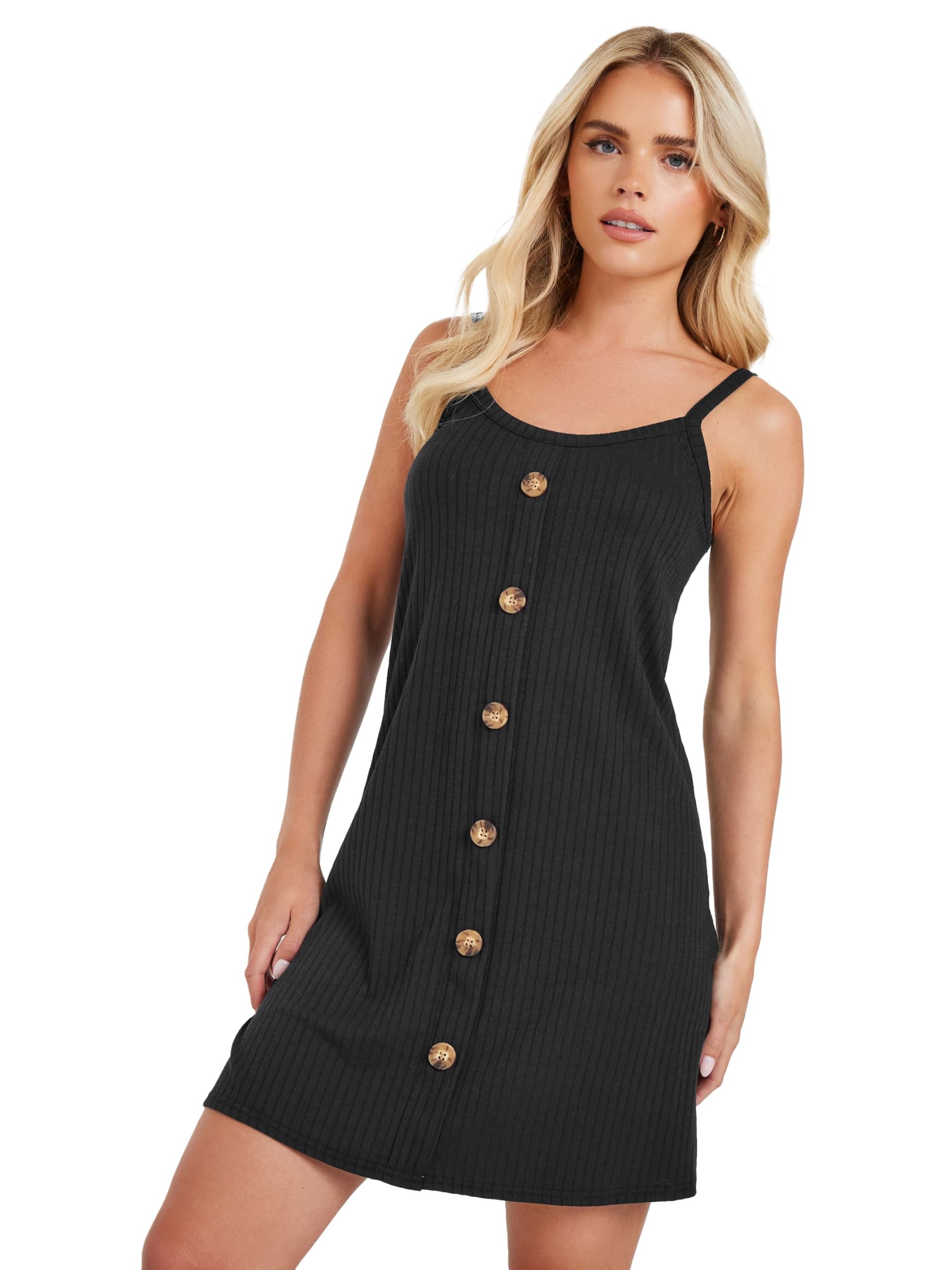 Pixiegirl Women's Black Petite Button Front Sleeveless Dress In Size 8