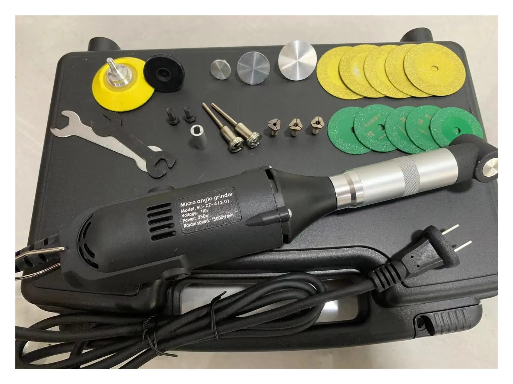 Ewsdsfs 110 Micro Angle Grinder Multifunctional Elbow Electric 90° Polishing Grinding Machine Beautifying Seams Tile Slotting Tool Kit(110)