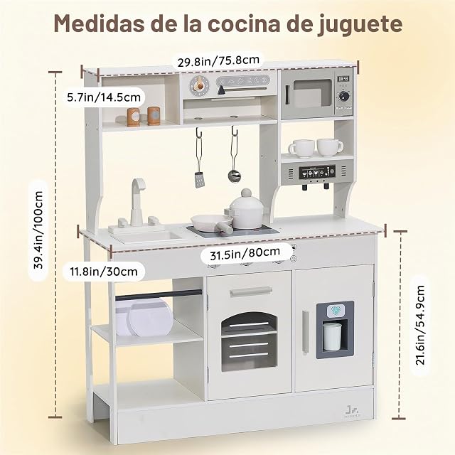 Foto 2 de 7 de SainSmart Jr. Cocinita de madera para niños, color crema