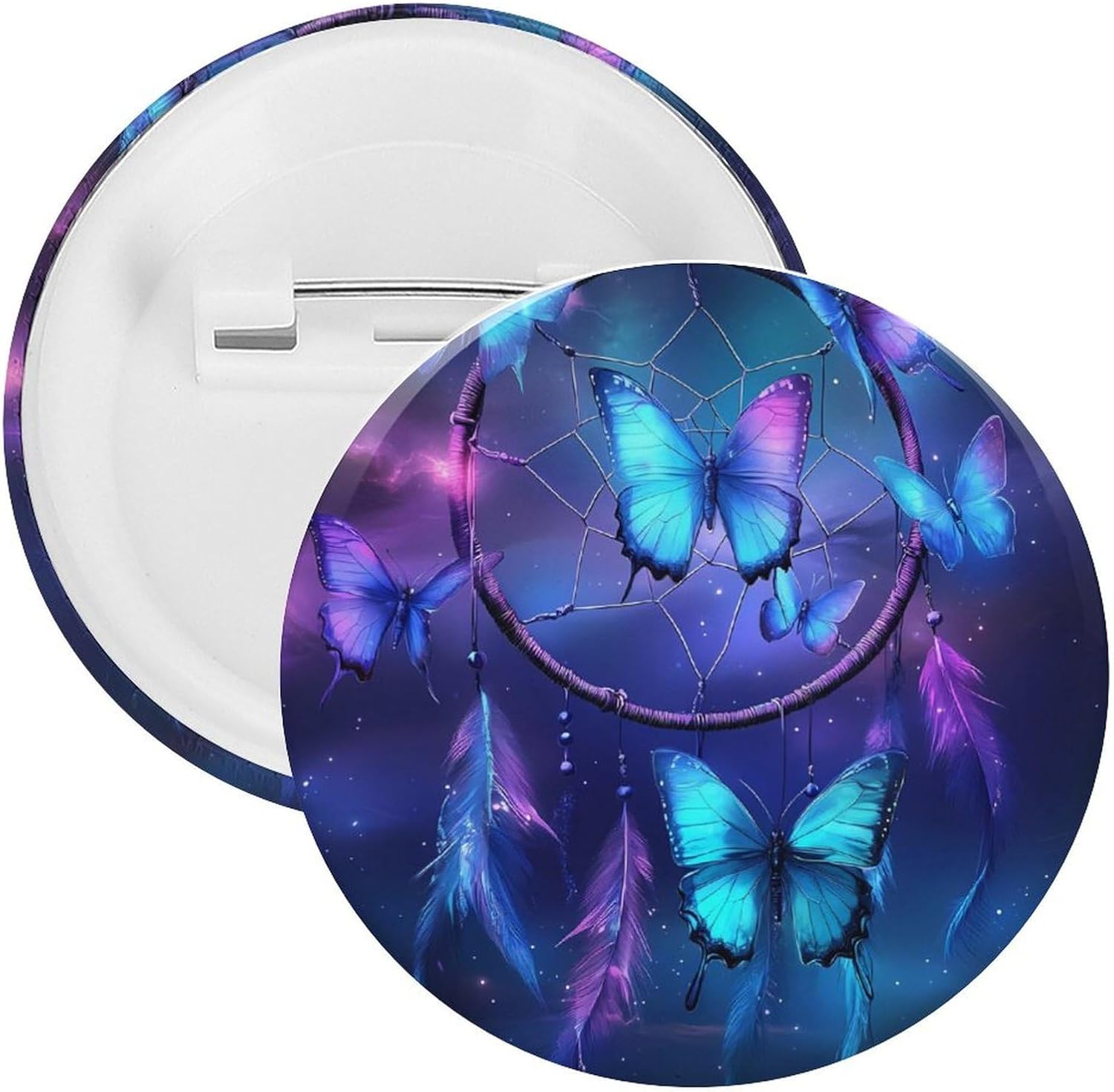 Dream Catcher Butterfly Purple Brooch Pins Fashion Tin Plate Badge Pin Gifts Round