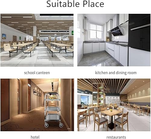 Miniatura 9 de Nisorpa Carrito utilitario de acero inoxidable de 3 niveles, 30 pulgadas de largo x 16 pulgadas de ancho x 33 pulgadas de alto, carritos rodantes de