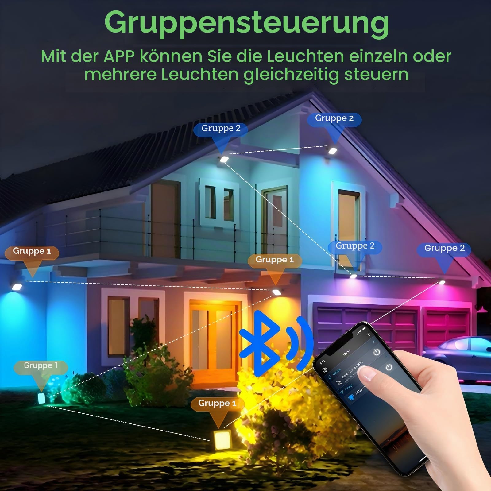 2 Stück RGB LED Strahler 100W, RGB Strahler mit 360° Fernbedienung | Rgb Strahler Outdoor mit Bluetooth APP IP66 Wasserdicht Rgb Flutlicht Smart Partylicht für Bühne Feiern Garten Halloween