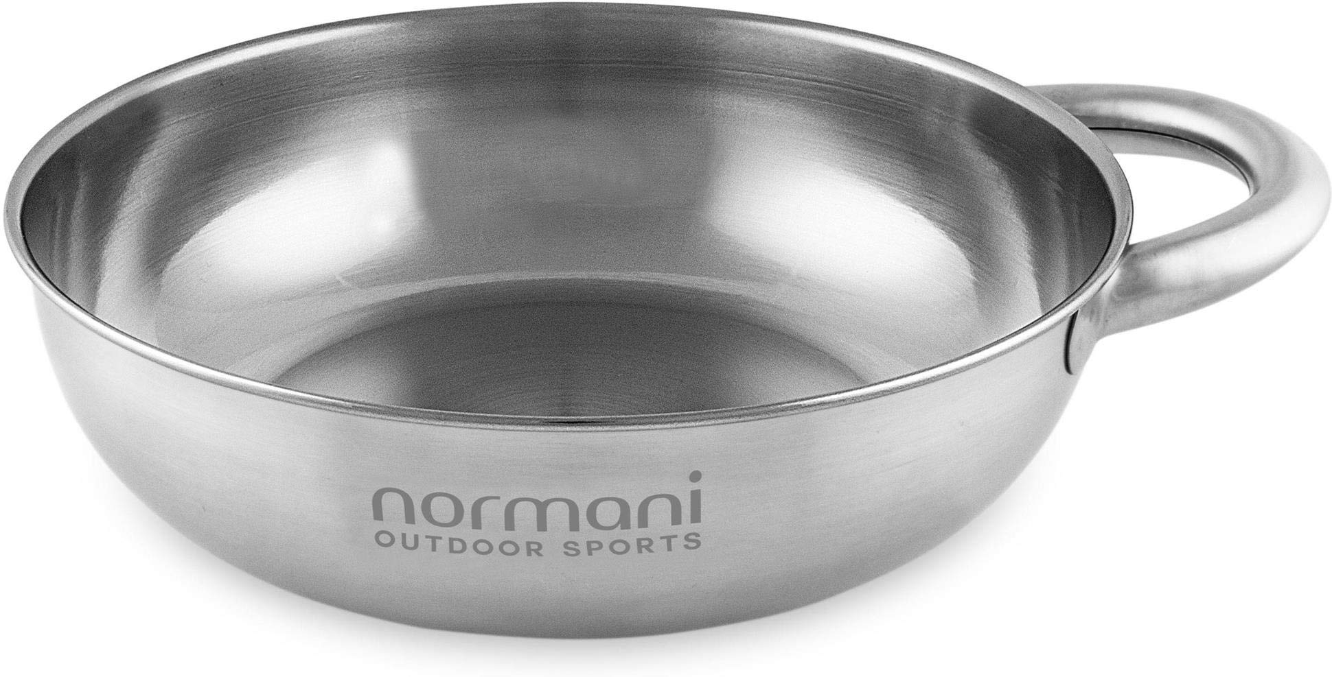normani OUTDOOR SPORTS 18/8 Edelstahlteller Outdoor-Schale mit Griff - 18 x 5 cm - 1 Liter Fassungsvermögen, Rostfrei, 1er 2er oder 4er Set Farbe 4 Personen