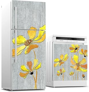 Buzdolabı ve Bulaşık Makinası Beyaz Eşya Sticker Kaplama Sarı Peri Çiçek