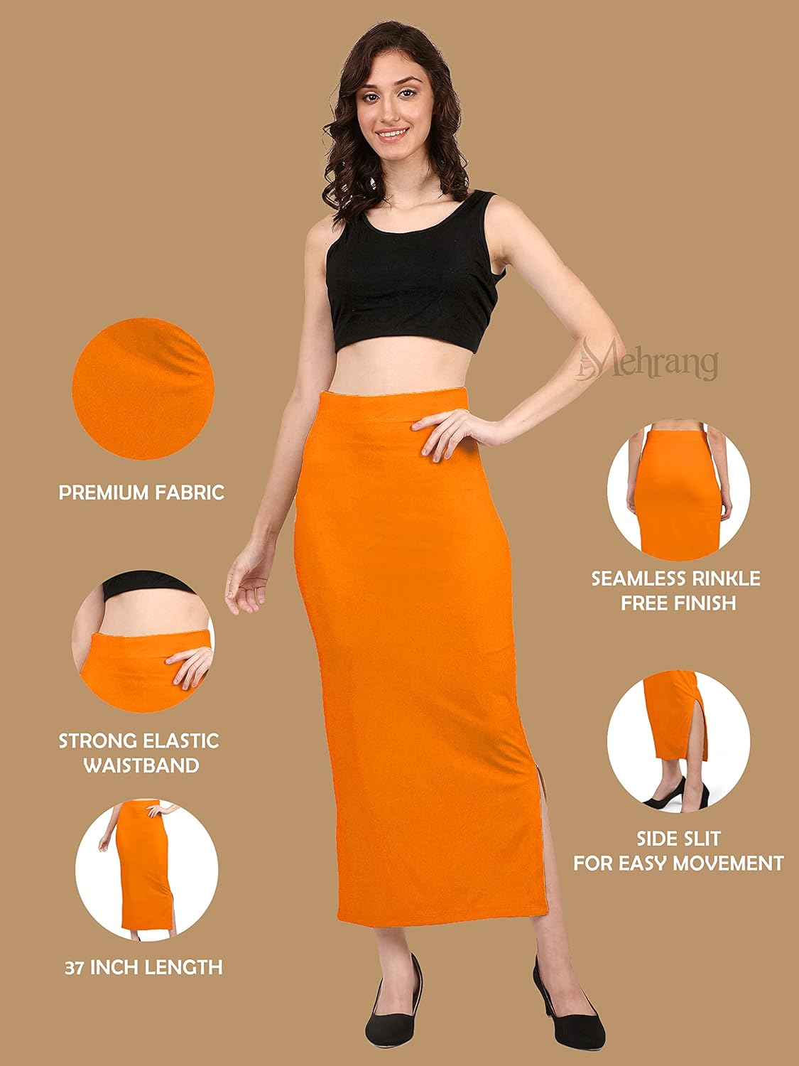 Mehrang Saree Shapewear Petticoat For Women, Shape Wear For Sarees Large Maroon … - Image 2