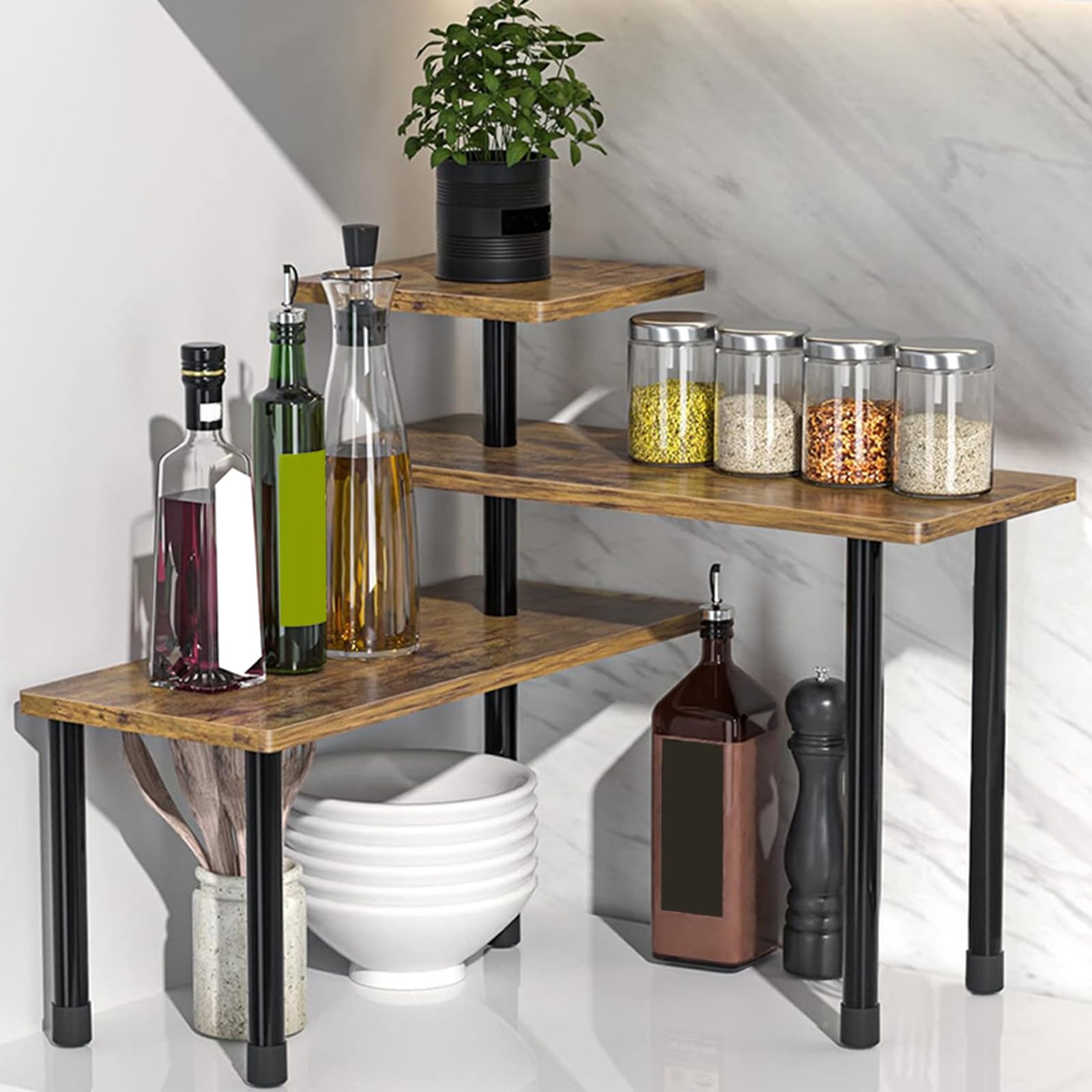 3 Tier Corner Shelf Countertop Organizer, Kitchen Countertop Organizer