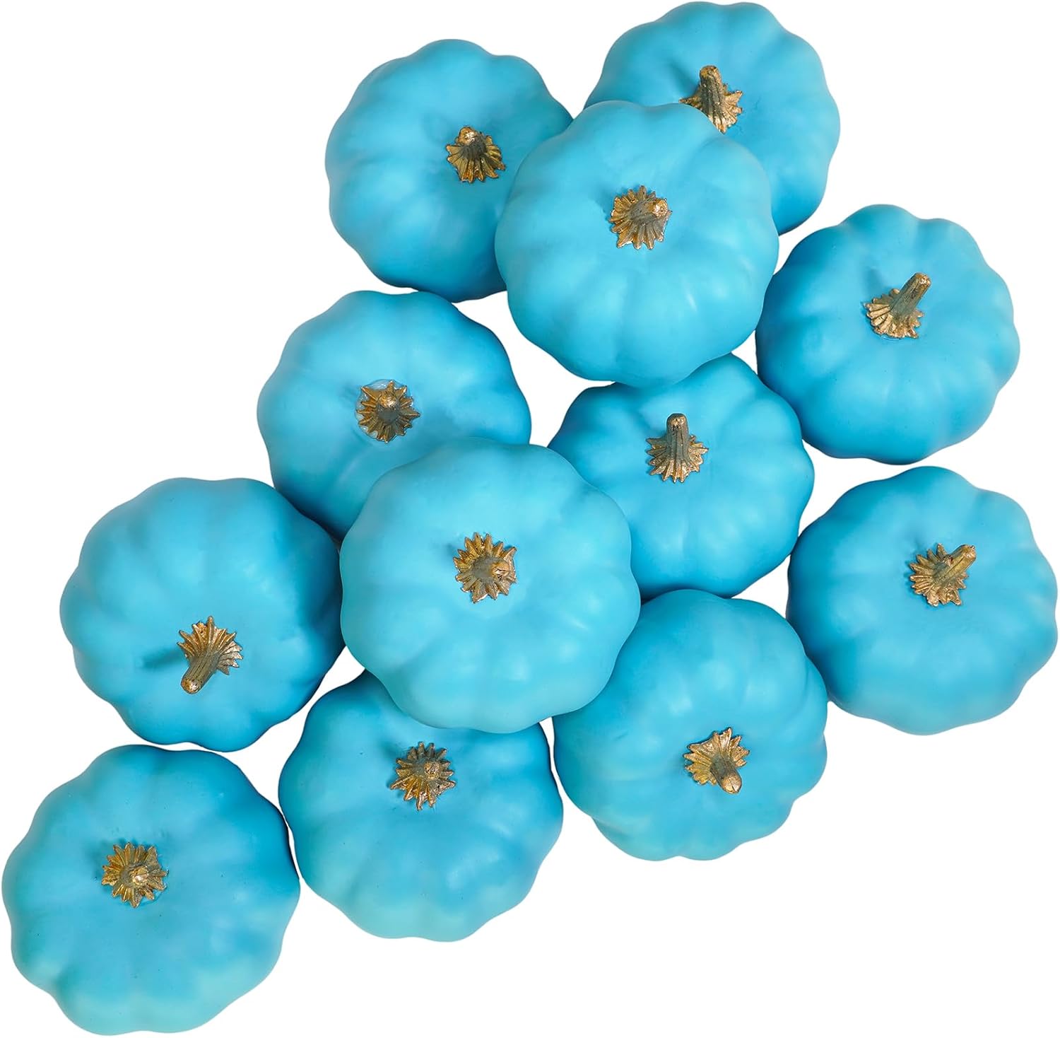 Winlyn 12 Pcs Small Artificial Pumpkins Teal Faux Pumpkins