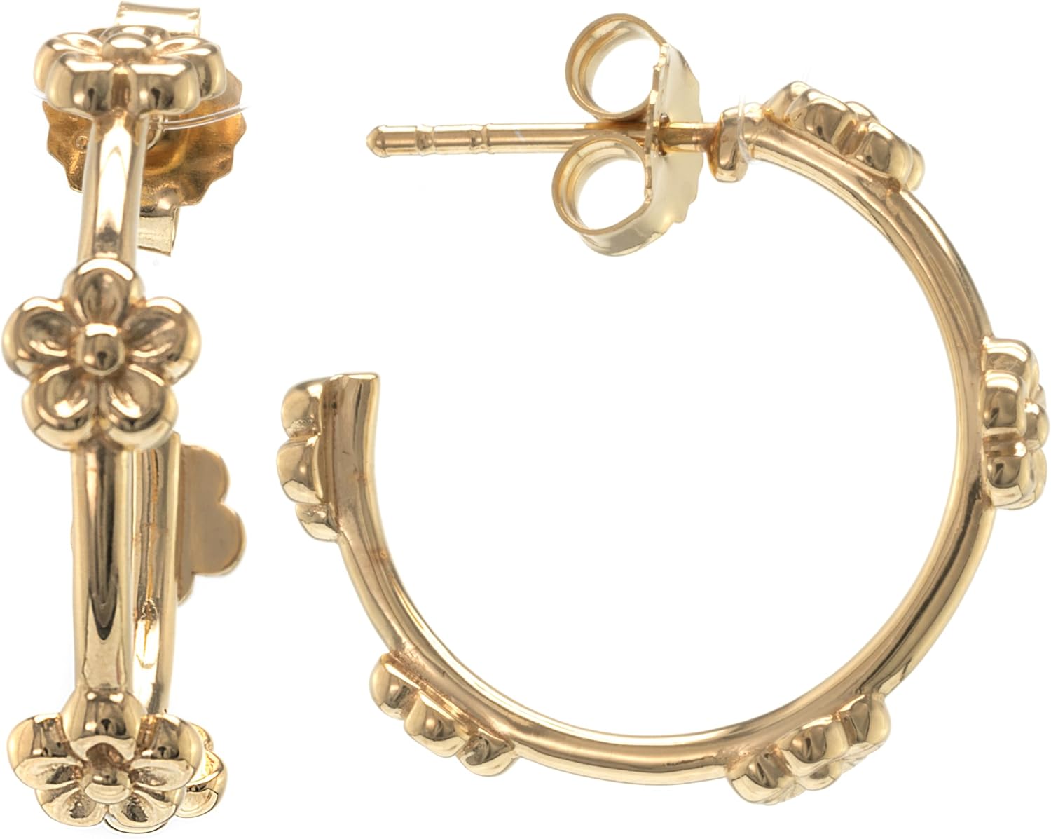 Judy Crowell Jewelry Sterling Silver Flower Hoop Earrings