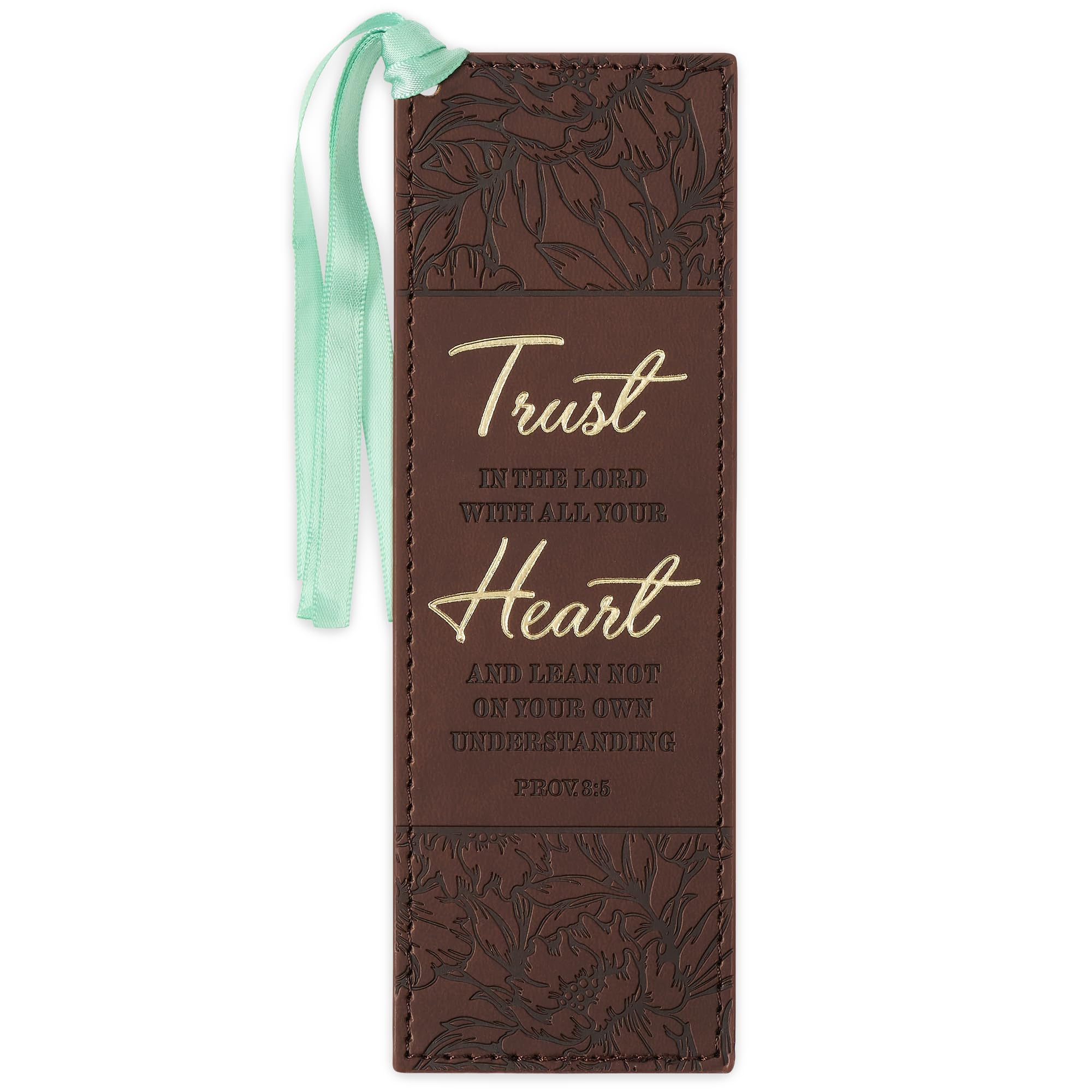 Christian Art Gifts Premium Faux Leather Floral Bookmark: Trust in The Lord