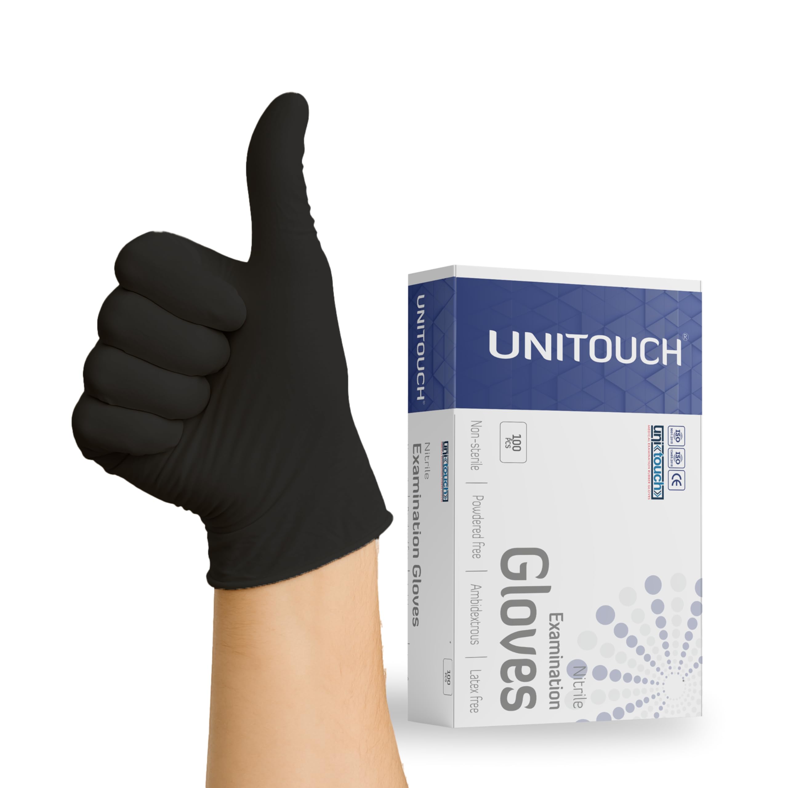 Unitouch Nitrile Powdered Free Examination Gloves Pack of 100 Pcs (Black) (Extra Small)
