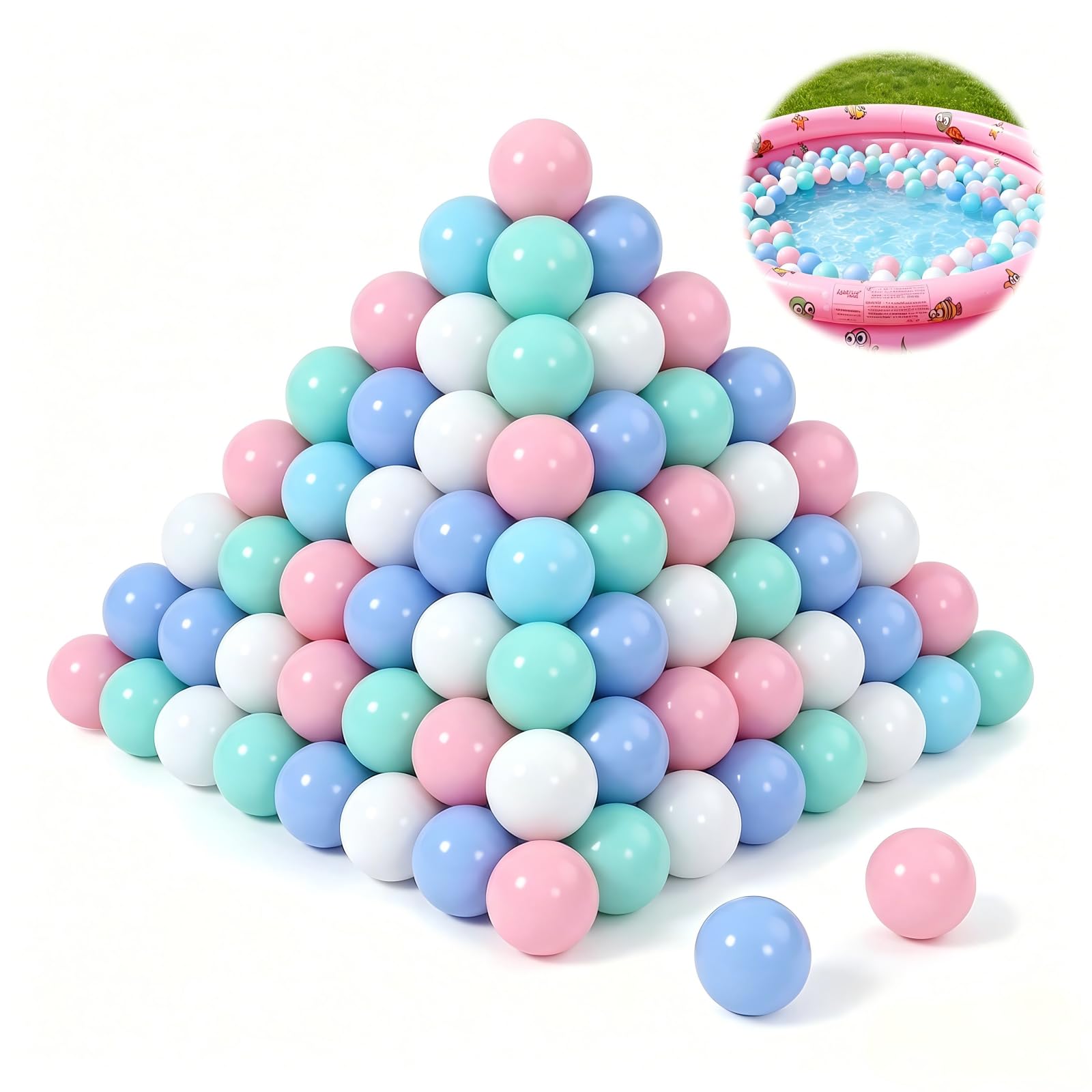 Palline Colorate Morbide per Piscina Bambini 50 Pezzi,5,5 cm,Senza BPA,7 Miscelazione dei Colori,Palline da Gioco da Lancio,Palline di Plastica per Piscine di Palline per Bambini