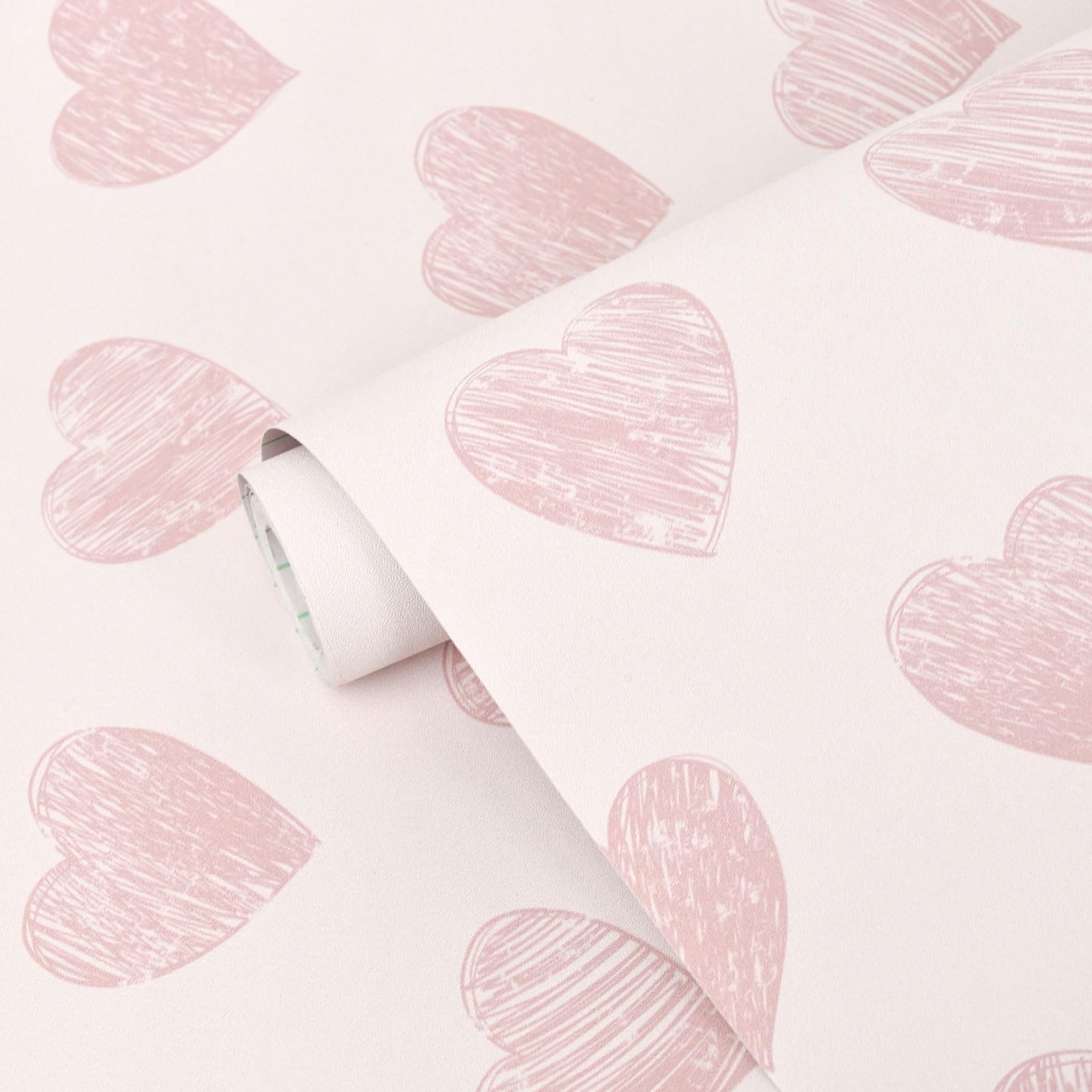 Fititem Pink Peel and Stick Wallpaper Modern Boho Pink Contact Paper Nursery Kids Peach Hearts Cabinets Contact Paper Removable Self Adhesive